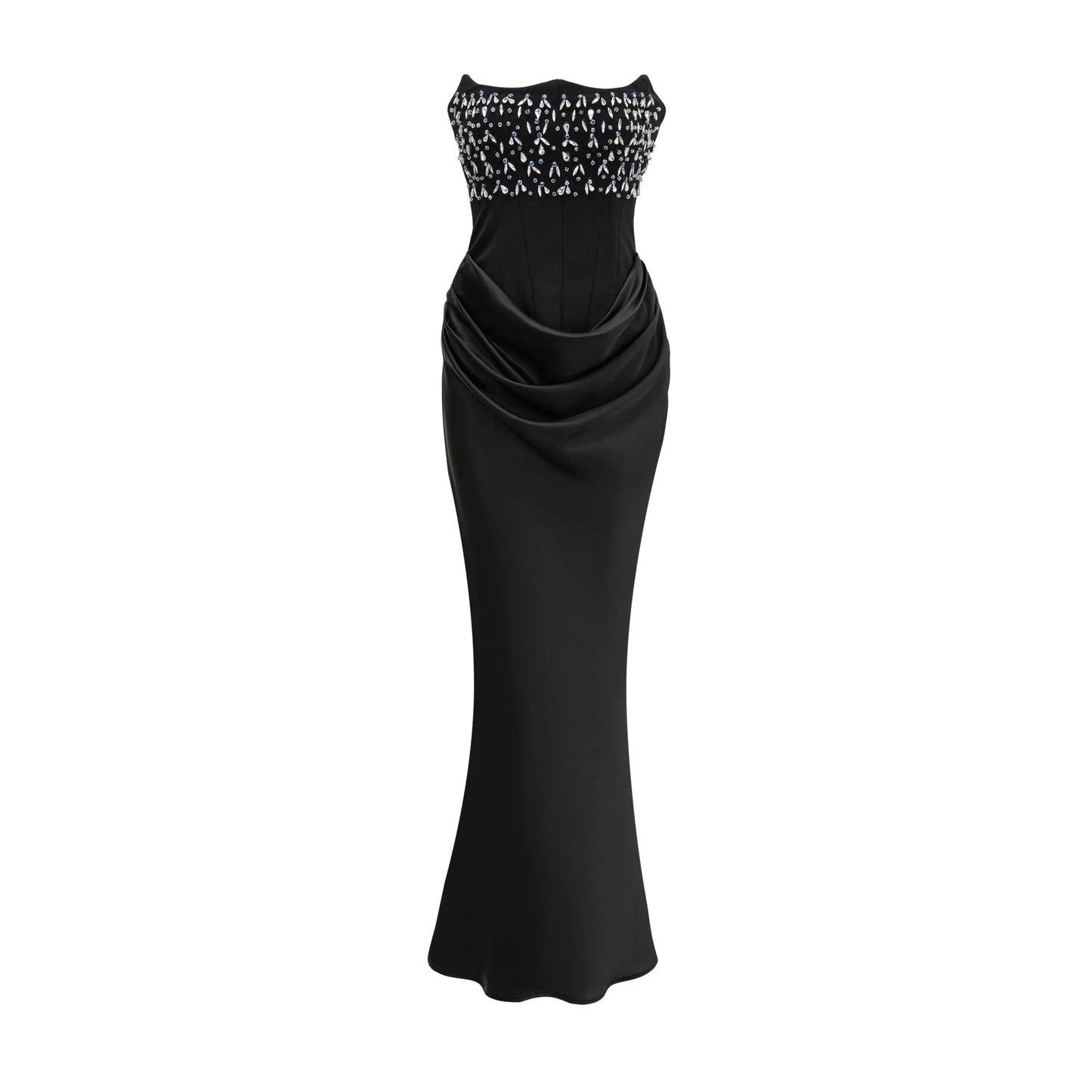 Aurore Black Crystal Embellished Maxi Dress