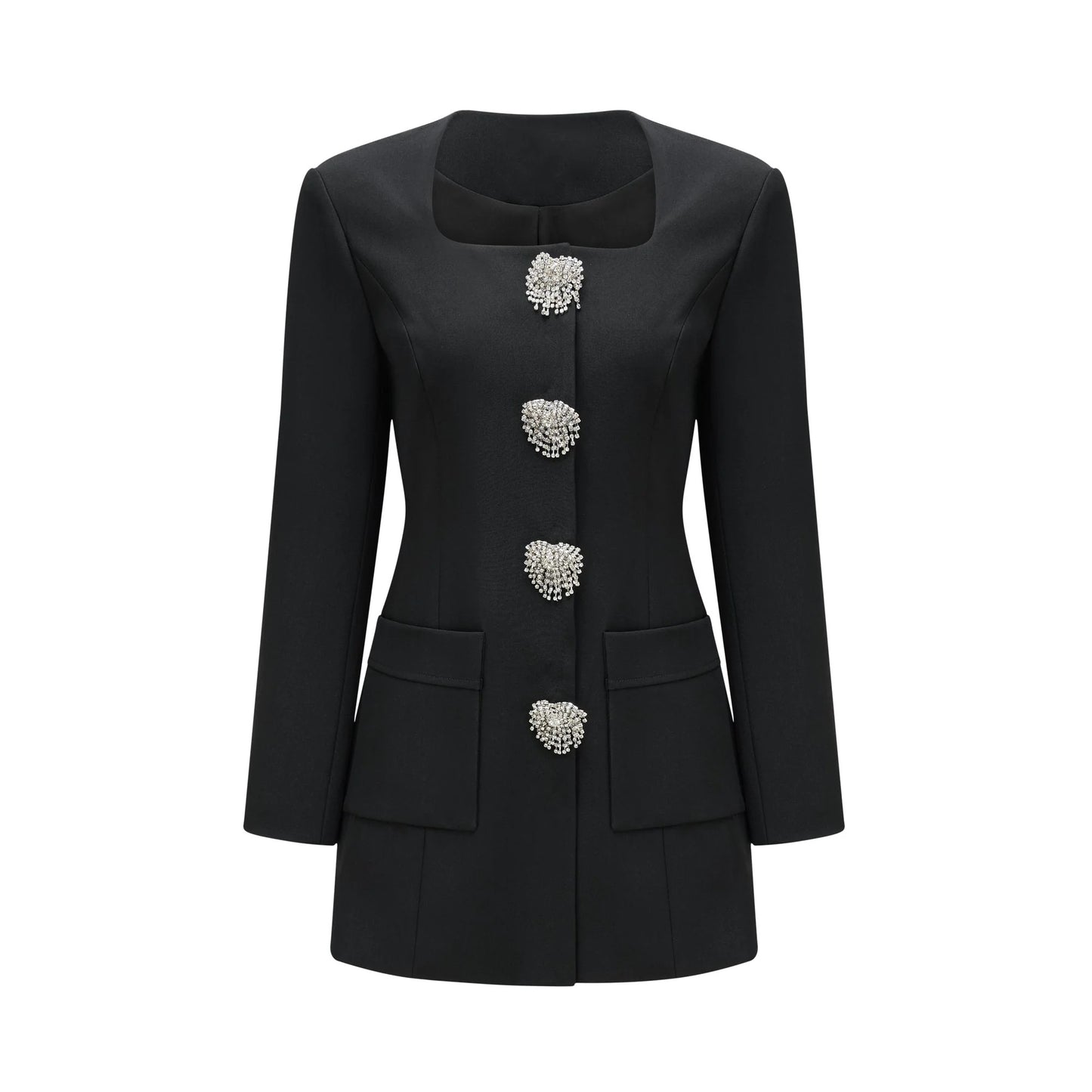 Fionnghuala Black Crystal Embellished Mini Dress