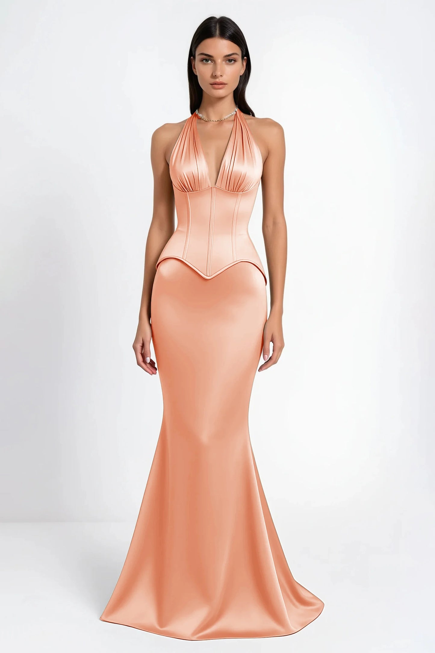 Aurélie Pink Halterneck Mermaid Maxi Dress