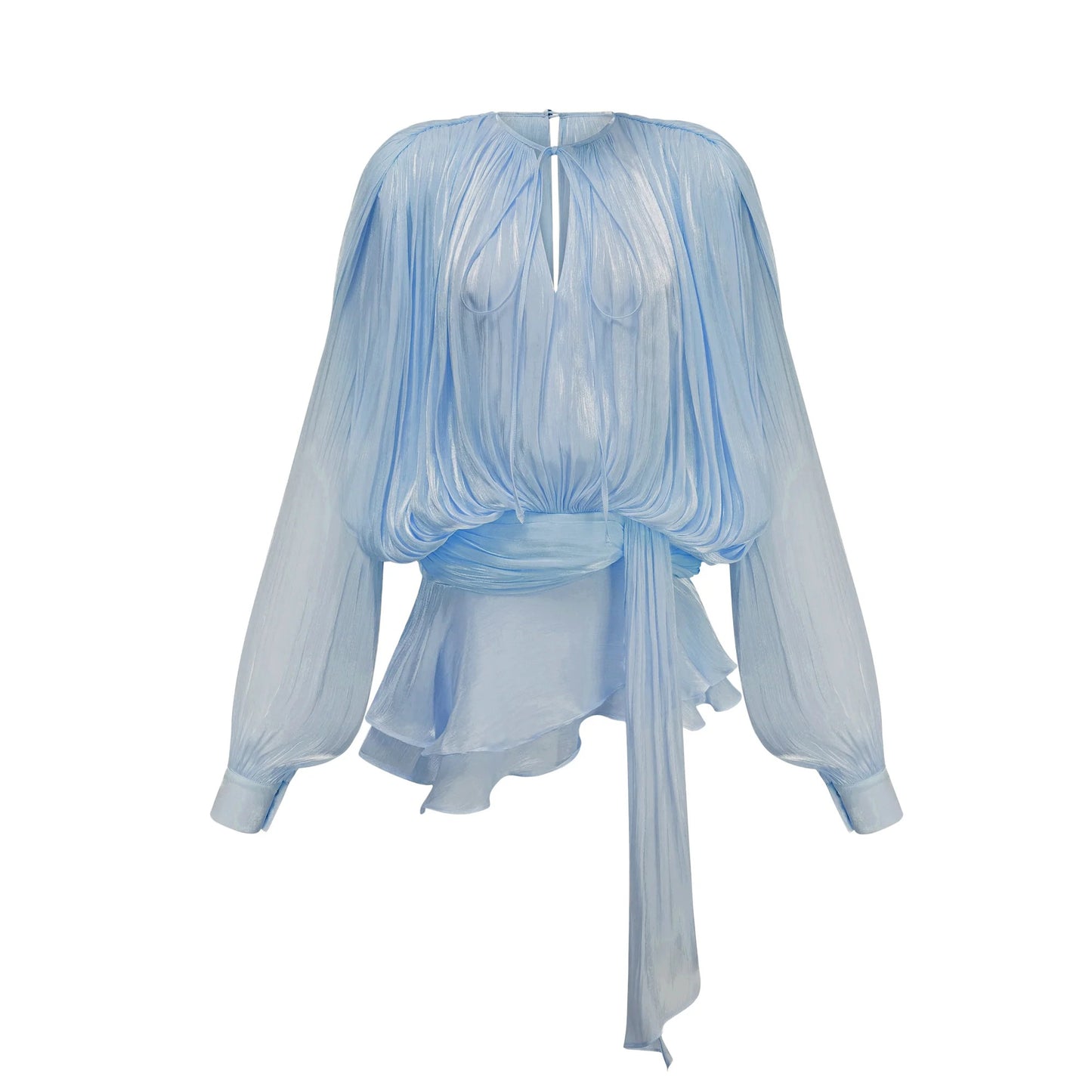 Eugenie Blue Fully Pleated Ruffled Mini Dress