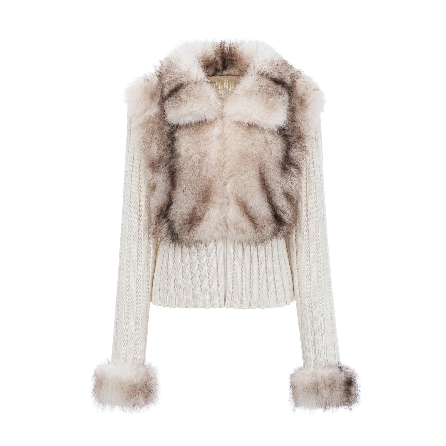 Laetiecia Faux-Fur Ribbed-Knit Jacket