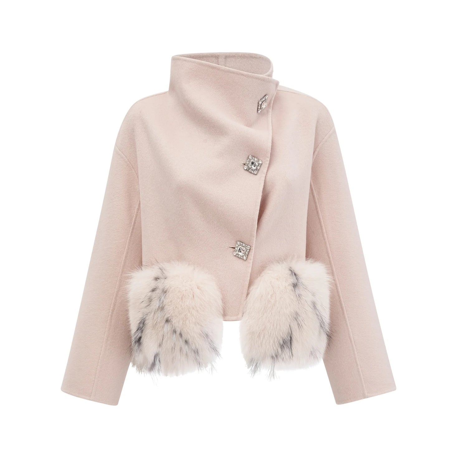 Vienne Pink Diagonal-Placket Short Coat