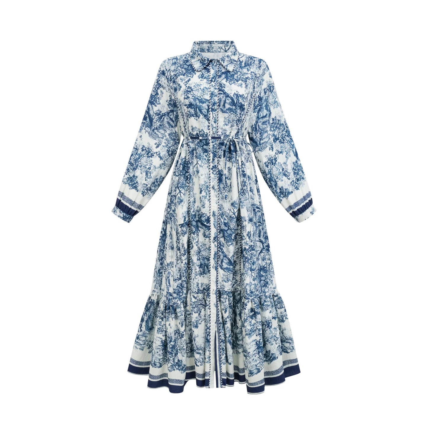 Adelaide Graphic-Print Midi Dress in Blue