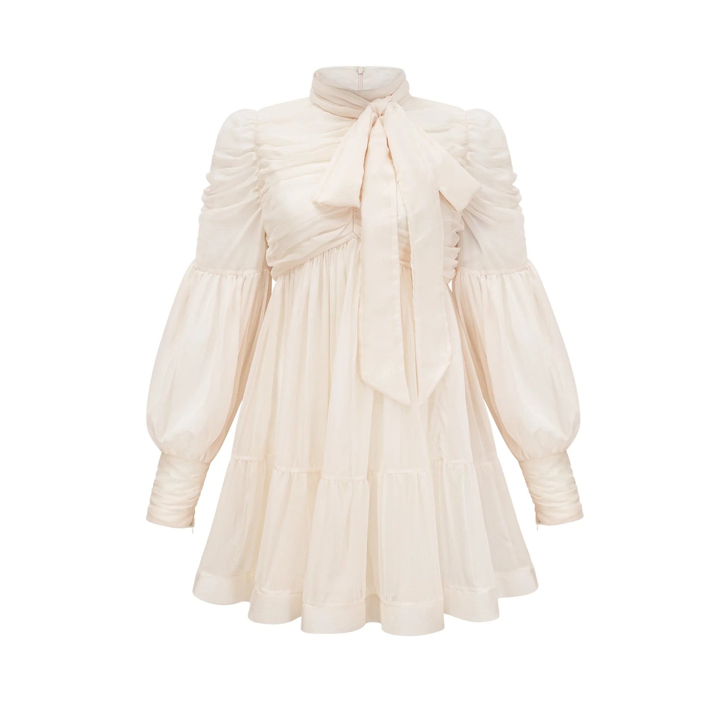 Thibaulte Tuck-Detail Pleated Tulle Mini Dress