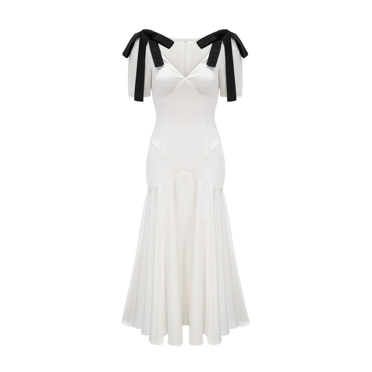 Cyrielle ribbon-detail puff-sleeve maxi dress