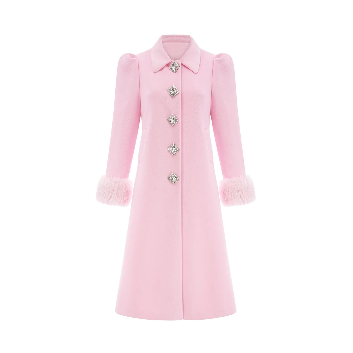 Louisette pink faux-fur overcoat