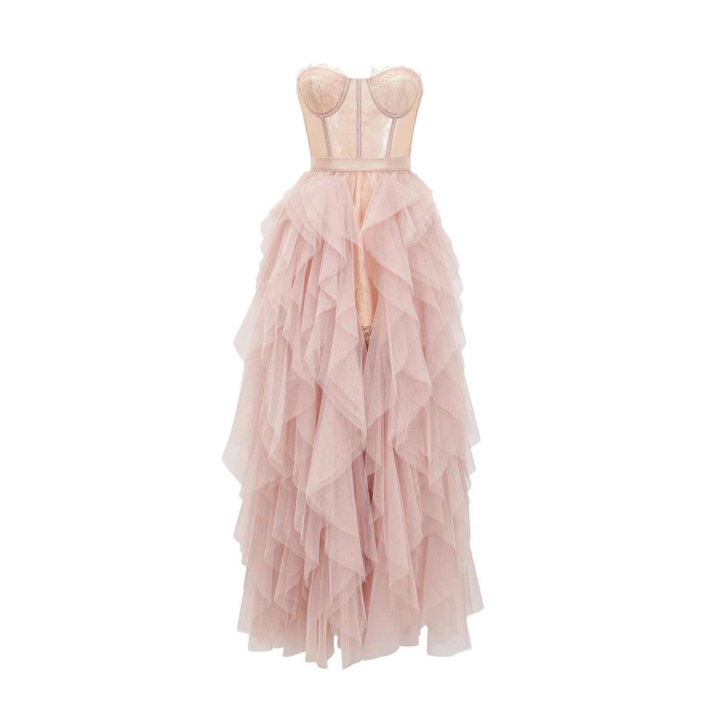 Eilis Pink Bustier Mesh Maxi Dress