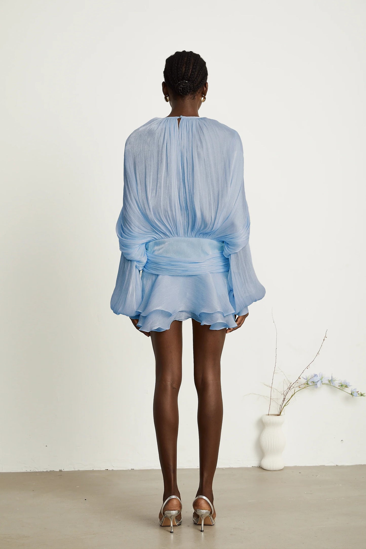 Eugenie Blue Fully Pleated Ruffled Mini Dress