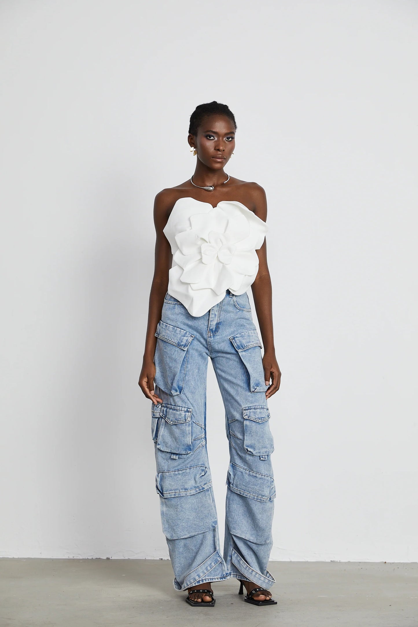 Pénélope White Floral Off-Shoulder Top