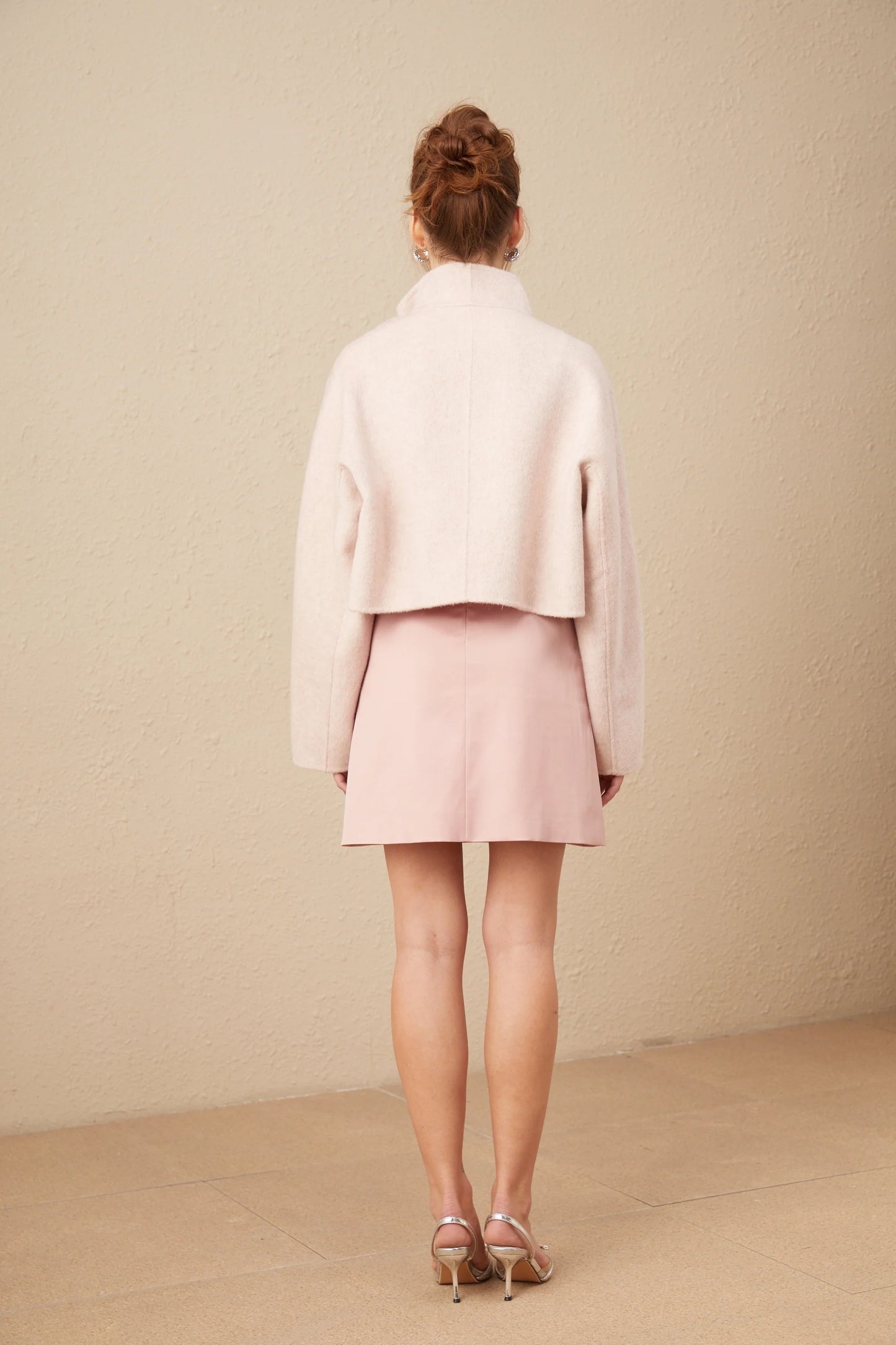 Vienne Pink Diagonal-Placket Short Coat