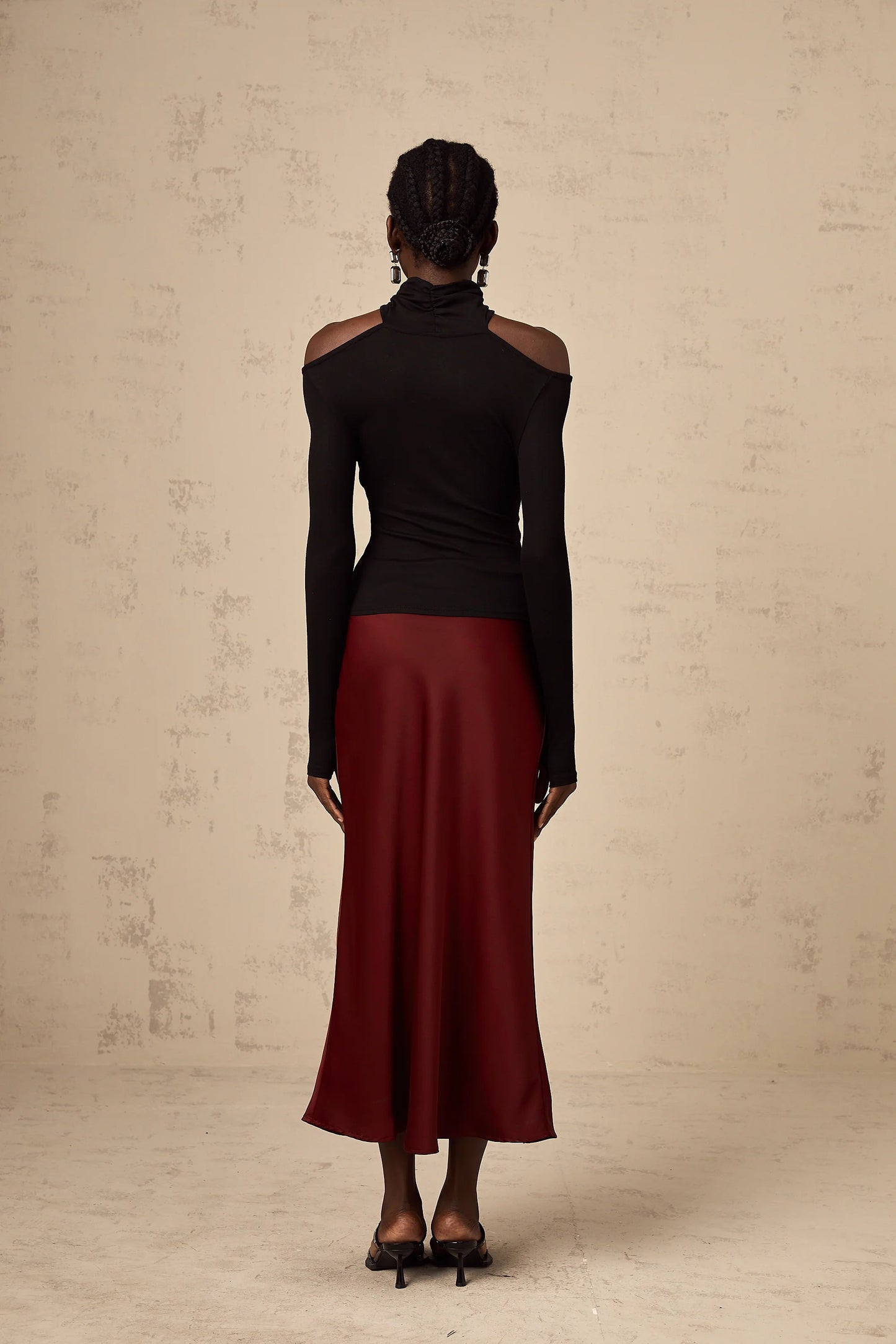 Odette Black Ruched Stretch-Jersey Top