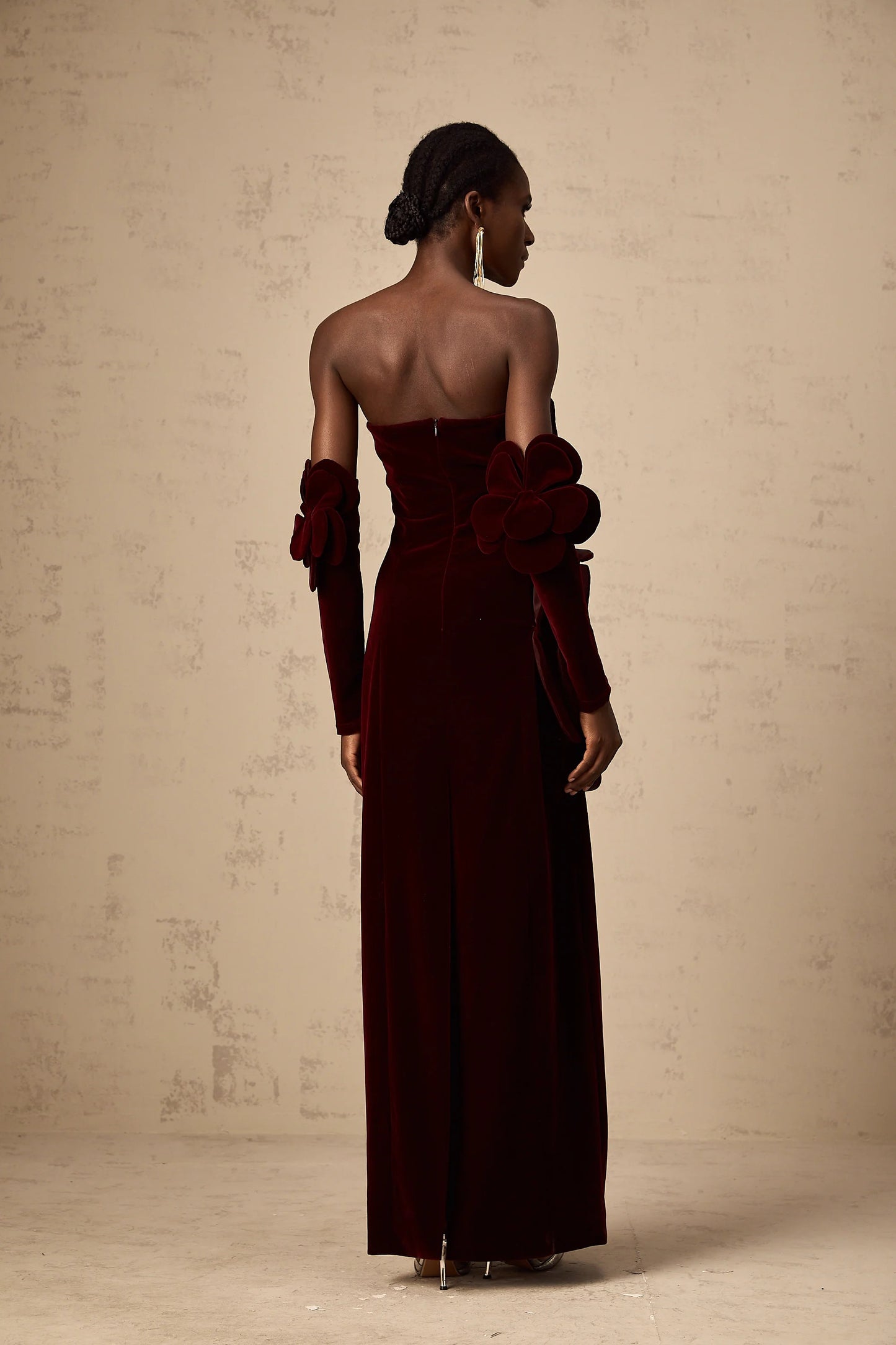 Azura Red Floral Applique Maxi Dress