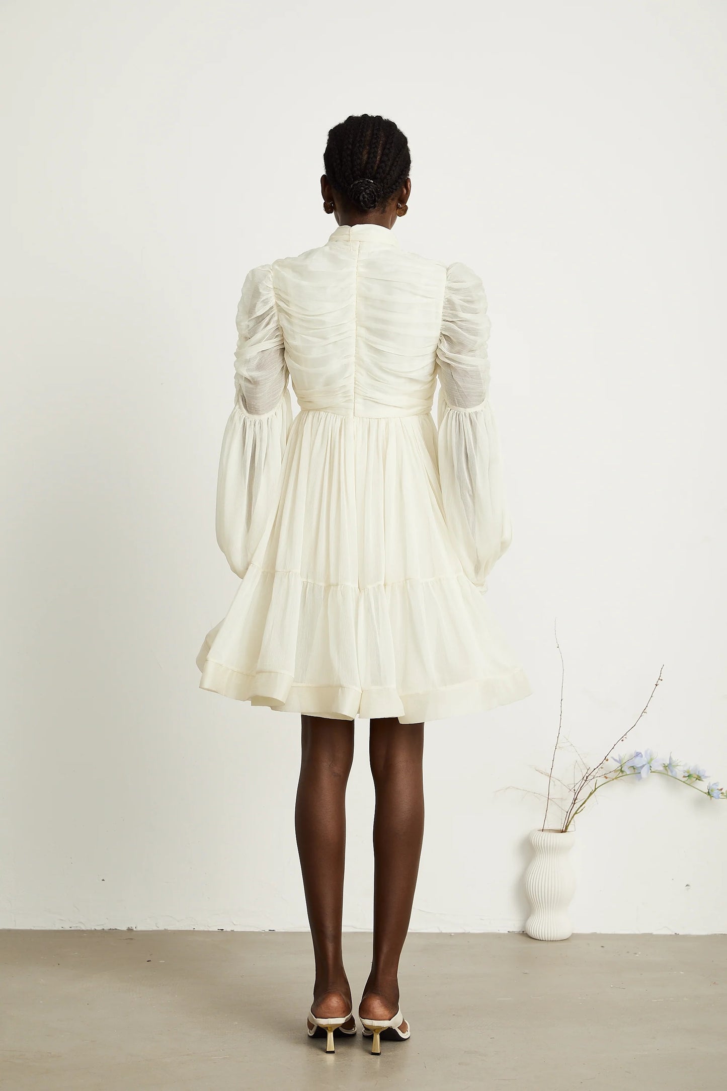 Thibaulte Tuck-Detail Pleated Tulle Mini Dress