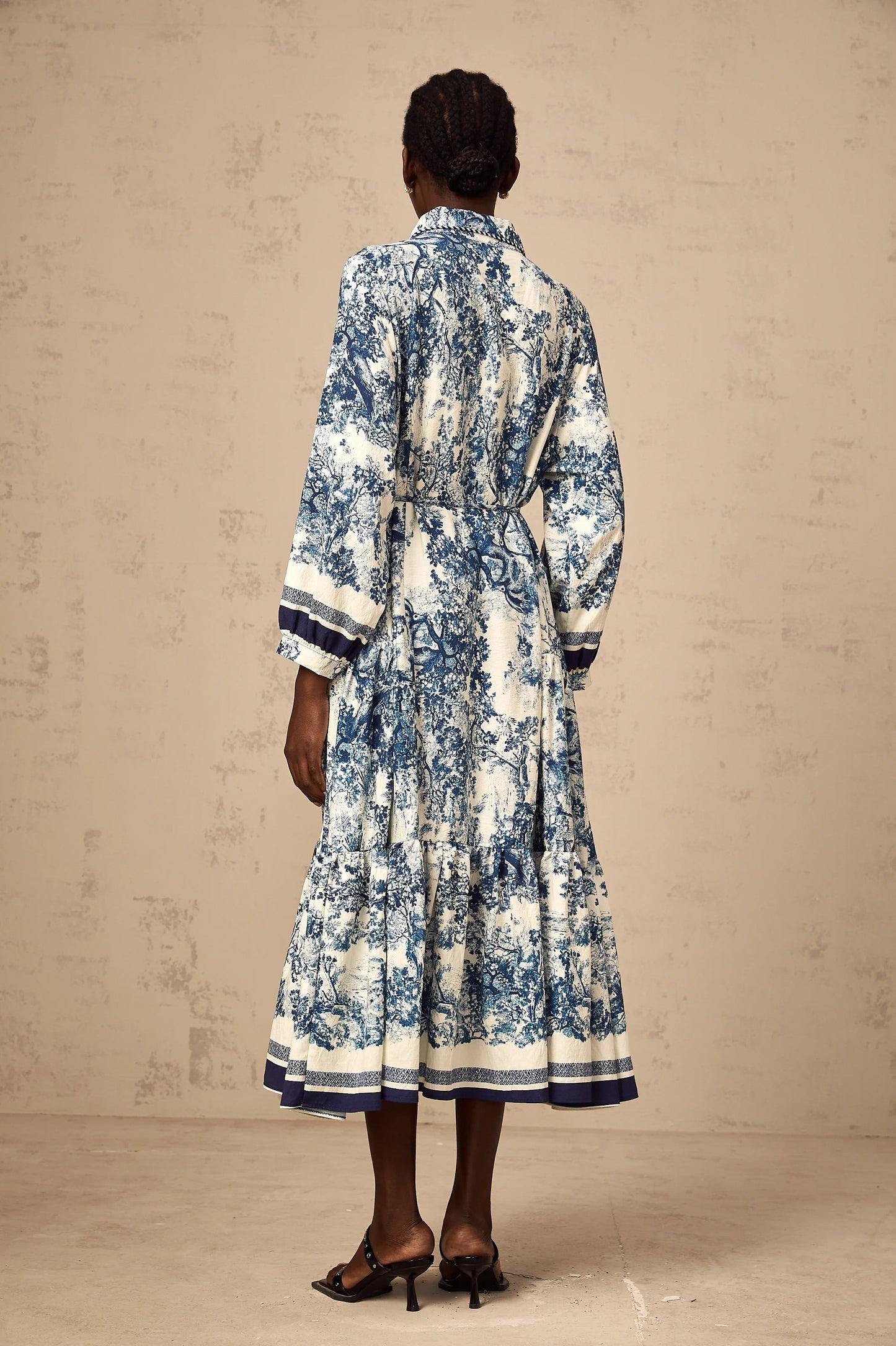 Adelaide Graphic-Print Midi Dress in Blue