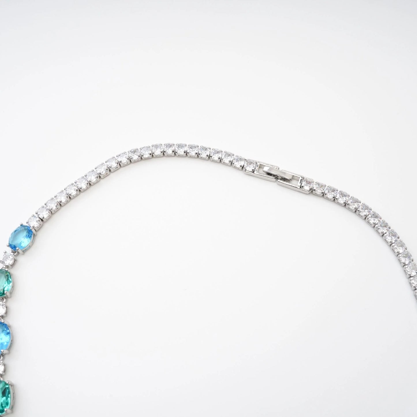 Yvette Drop Crystal Pendant Sterling Silver Necklace