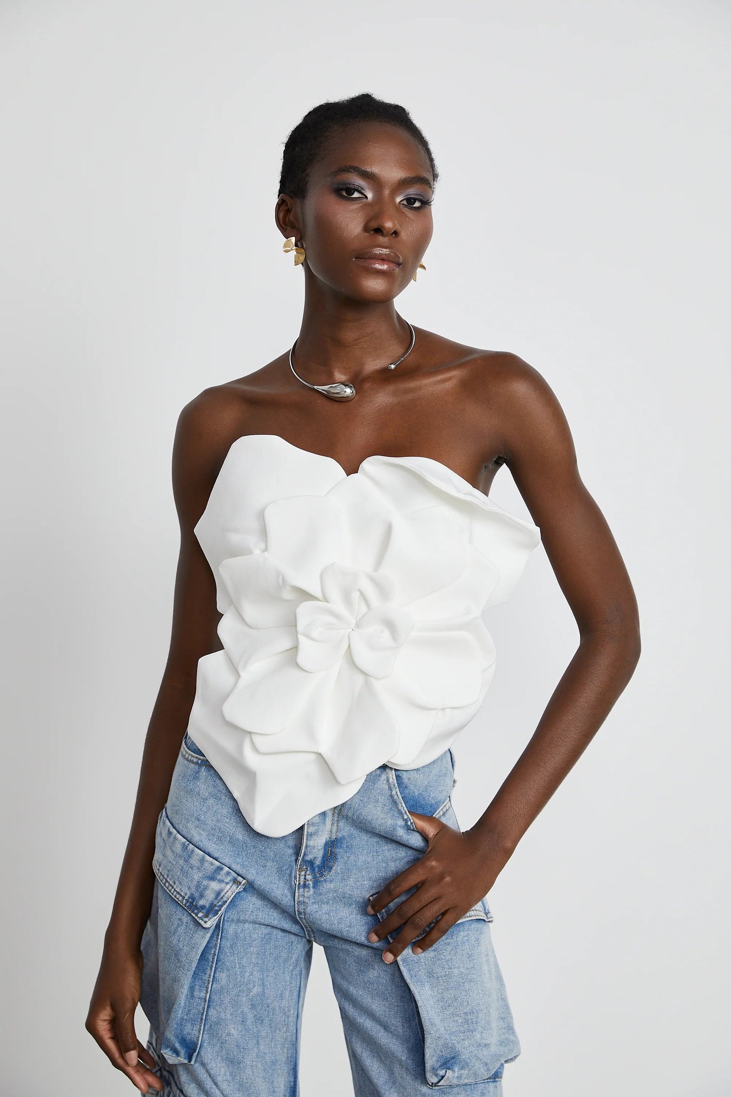 Pénélope White Floral Off-Shoulder Top