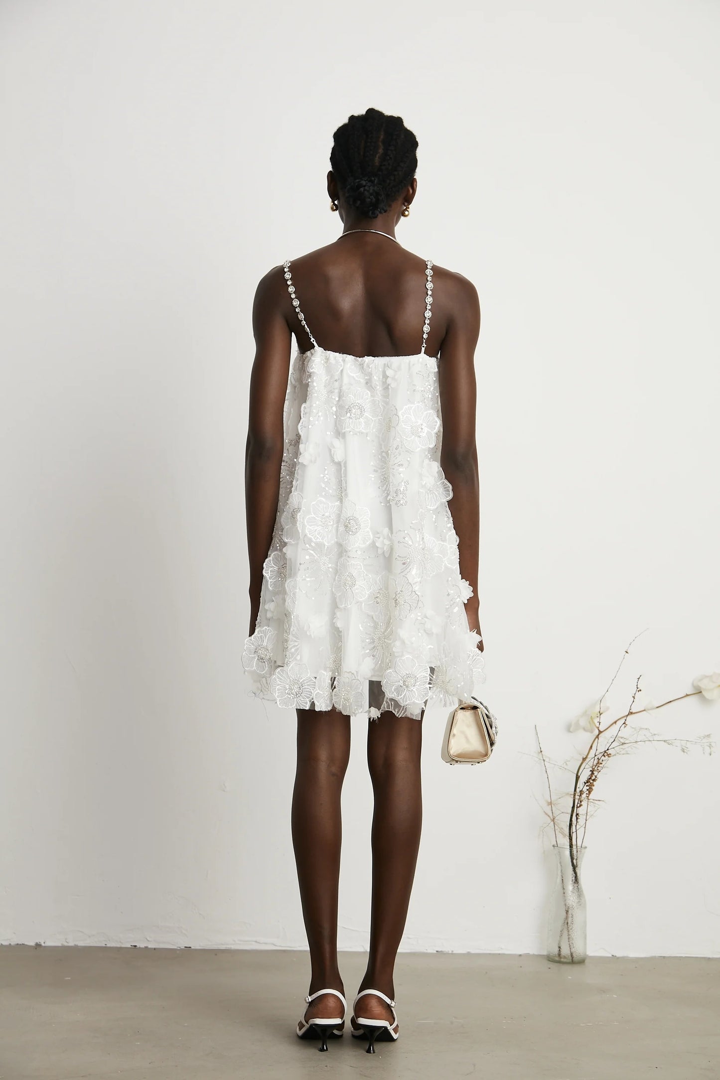 Suzette Crystal-Embellished Floral Mini Dress