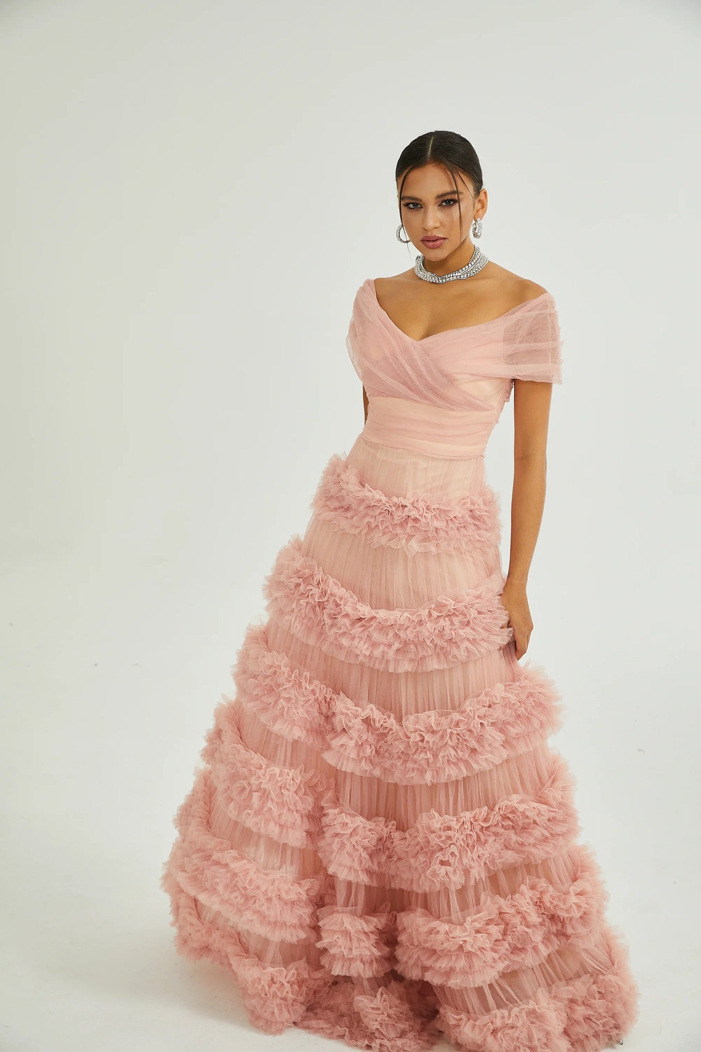 Solène Pink Tiered Maxi Dress