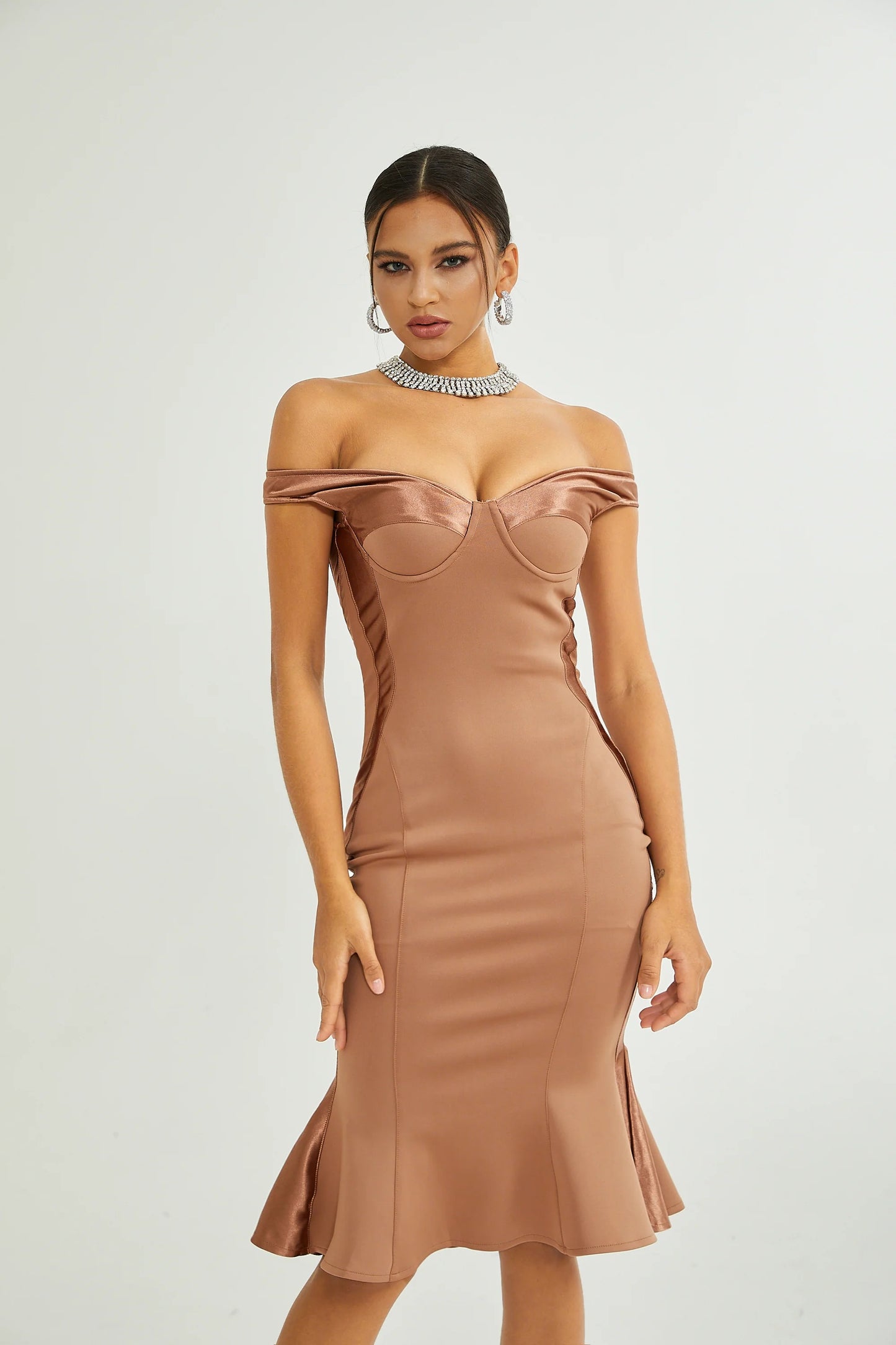 Clemence Bustier-Style Fitted Midi Dress