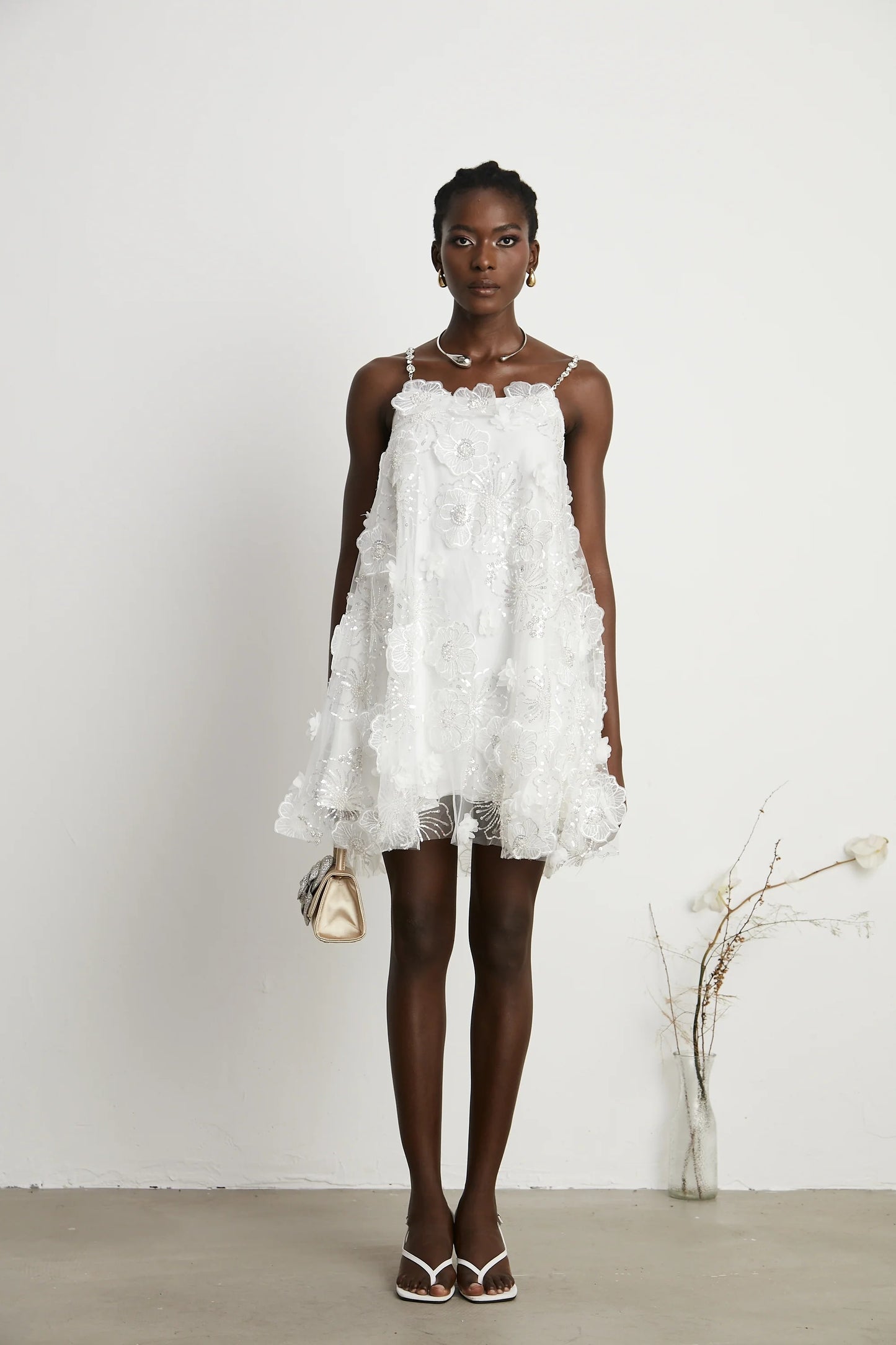 Suzette Crystal-Embellished Floral Mini Dress