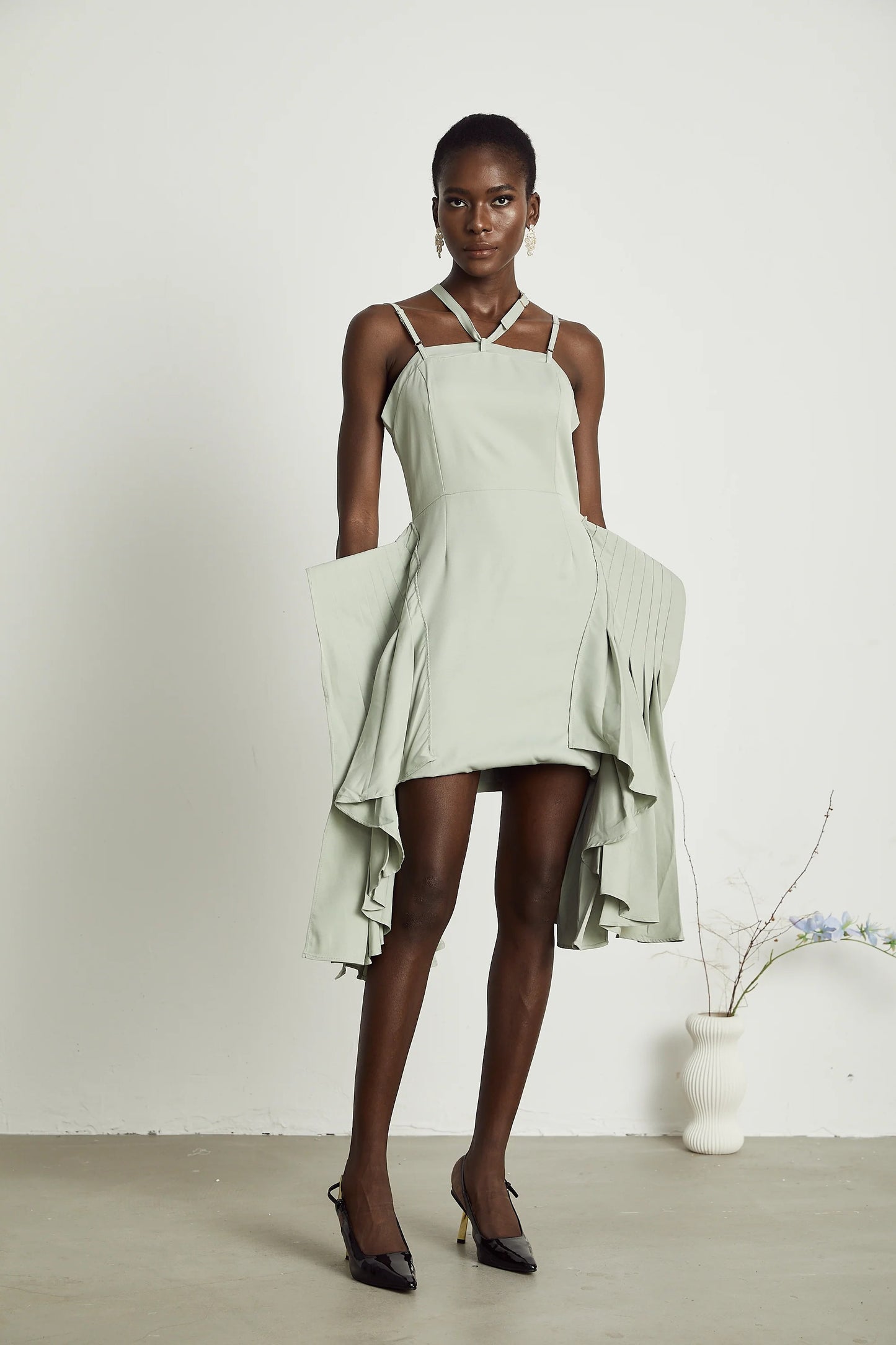 Michel layered-hemline mini dress