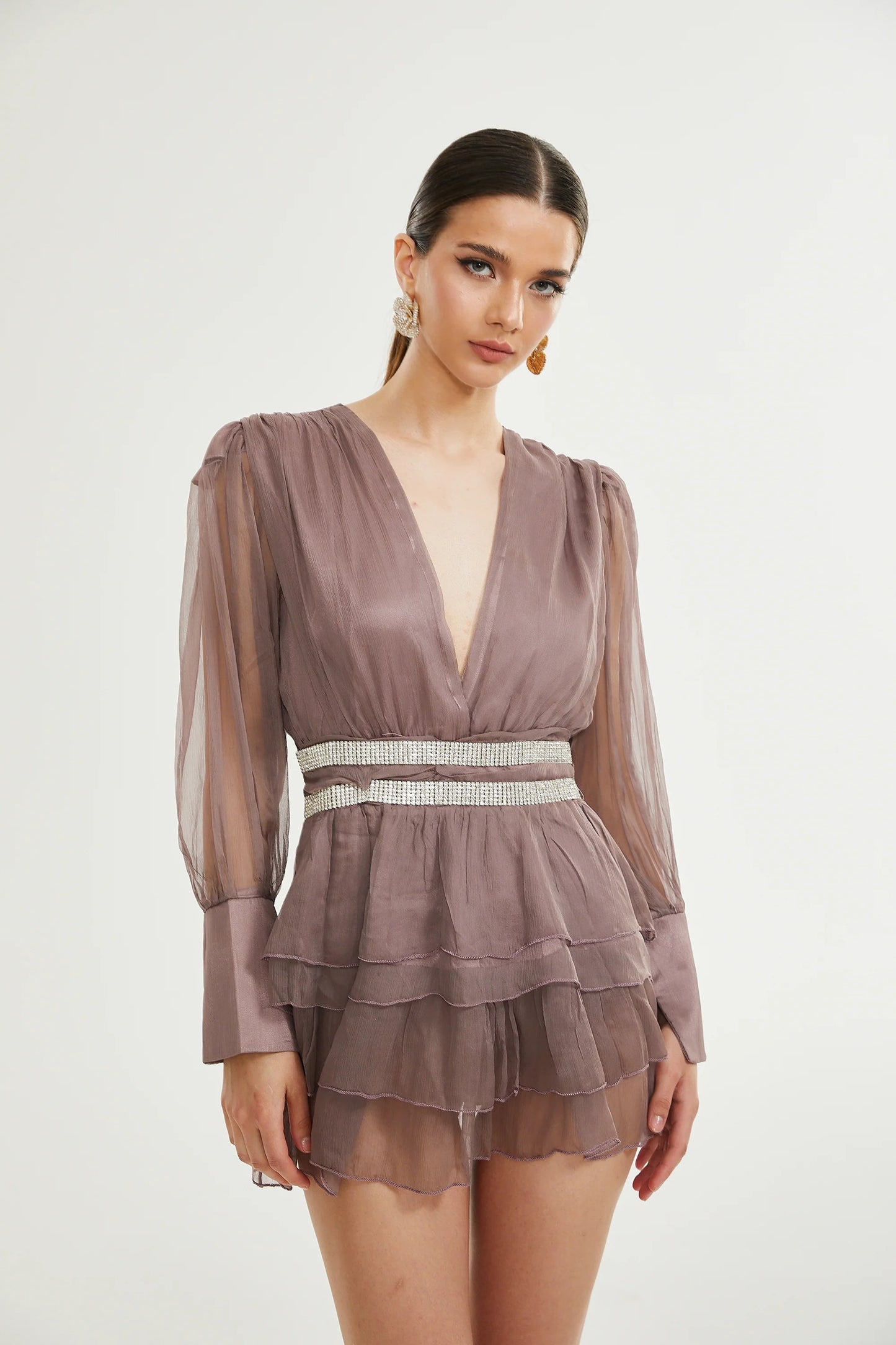 Ellica Crystal-Embellished Silk Mini Dress