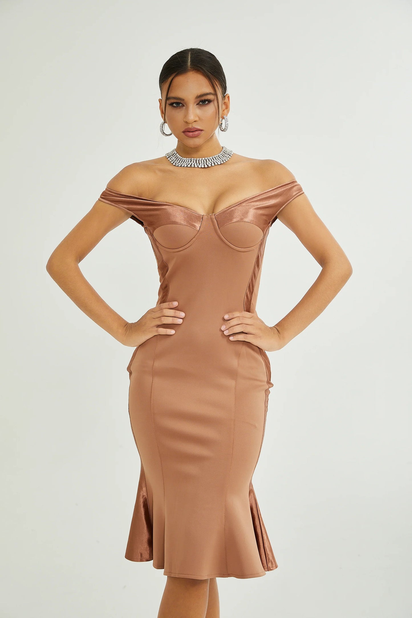 Clemence Bustier-Style Fitted Midi Dress