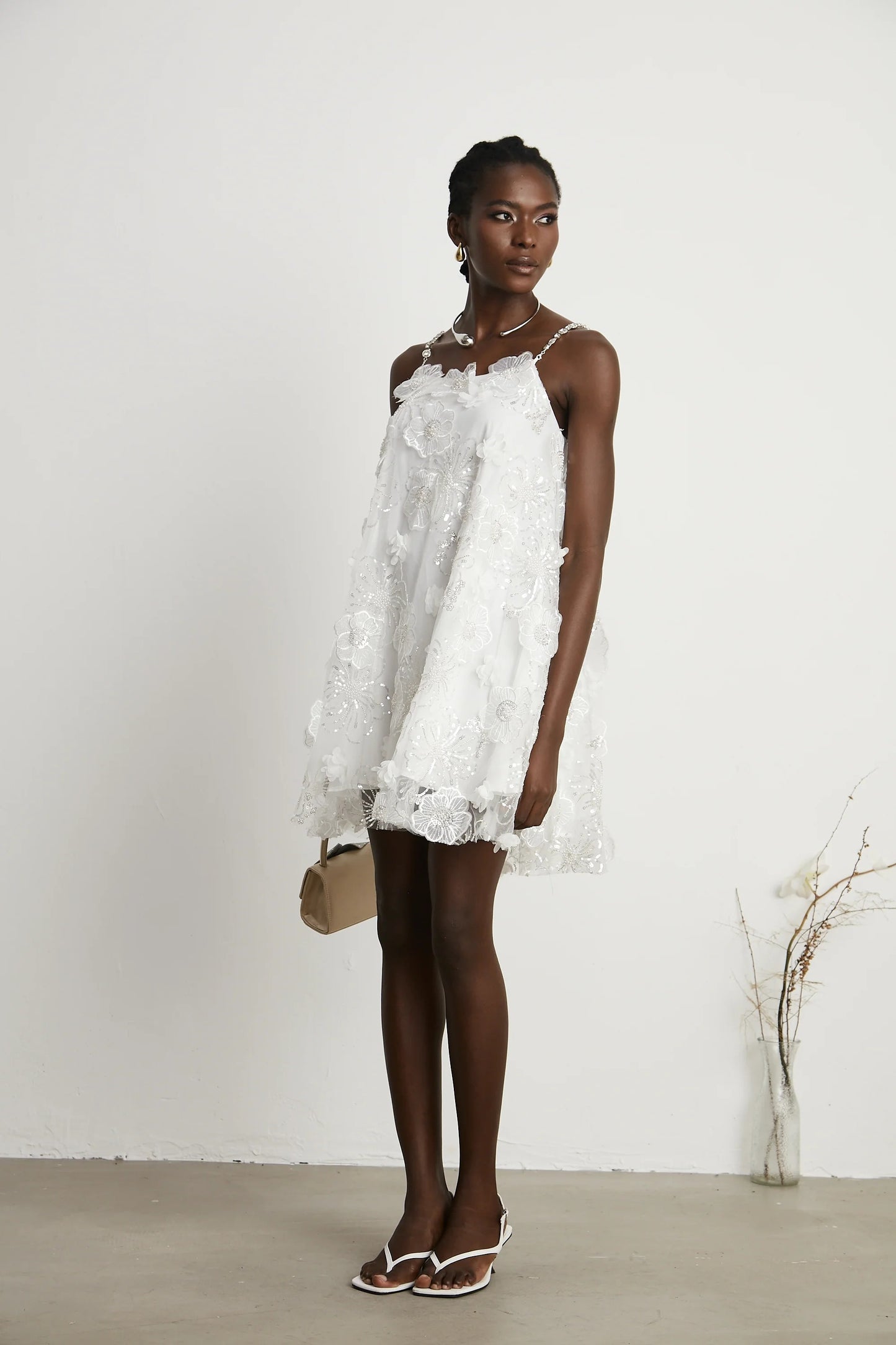 Suzette Crystal-Embellished Floral Mini Dress