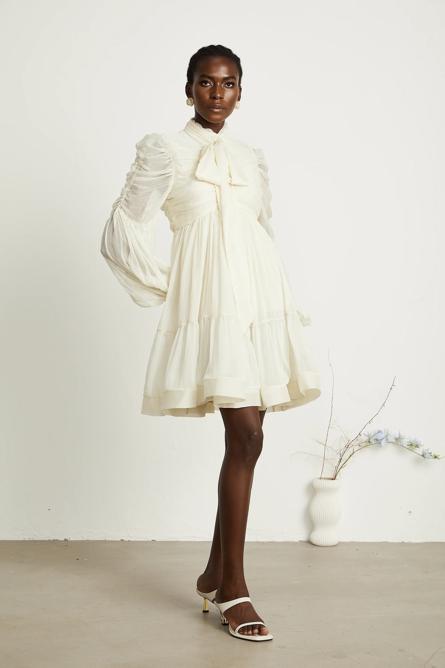 Thibaulte Tuck-Detail Pleated Tulle Mini Dress