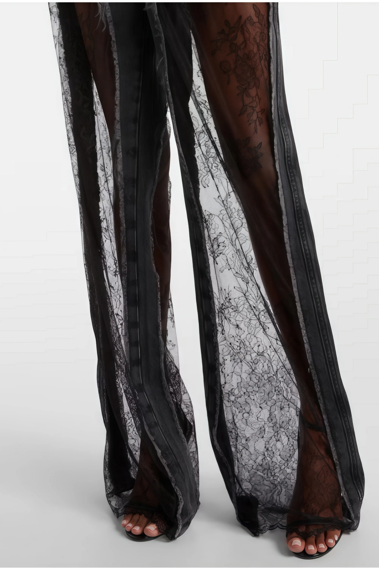 Madeline Black Floral Lace Panel Jeans