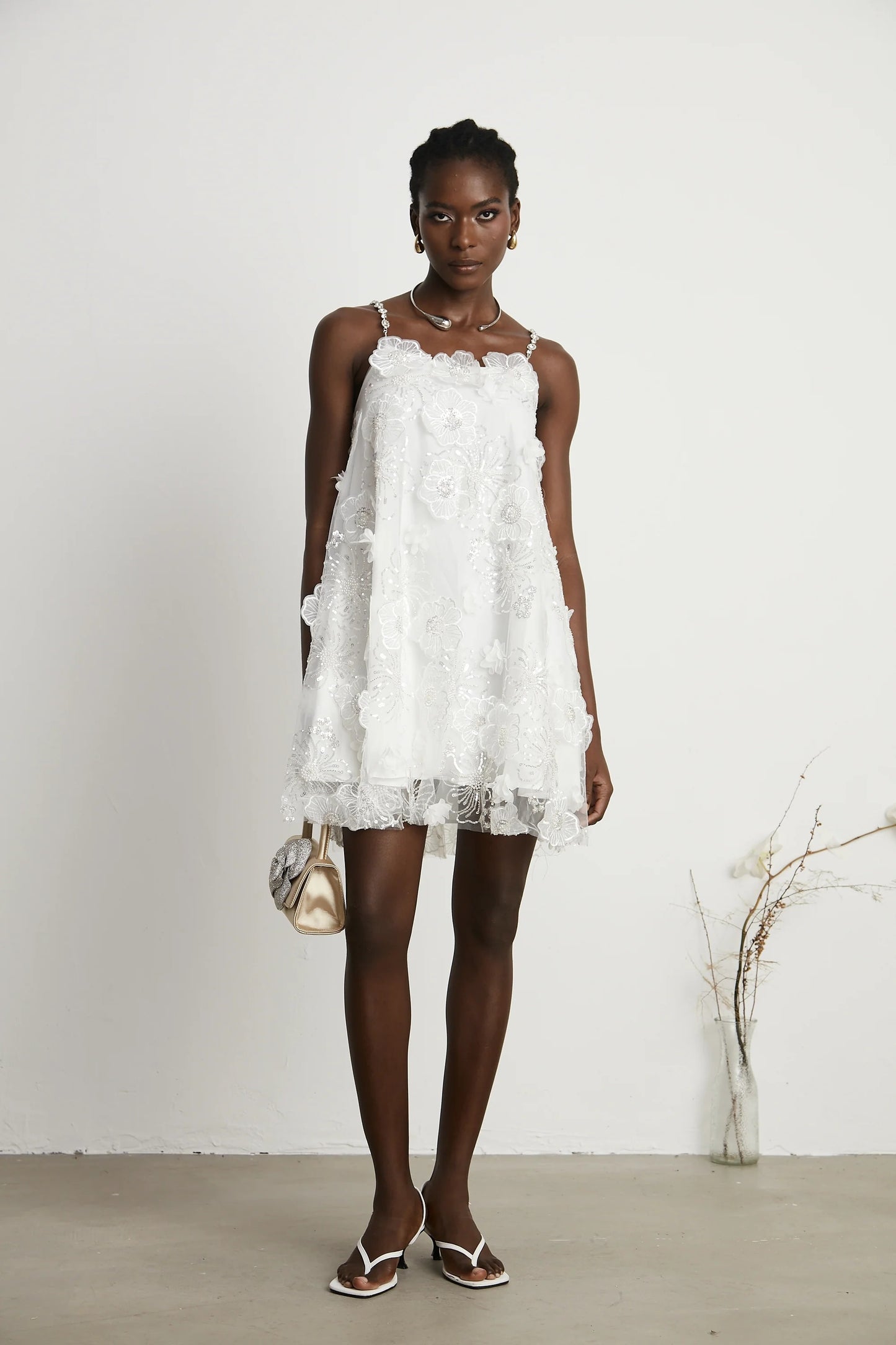 Suzette Crystal-Embellished Floral Mini Dress