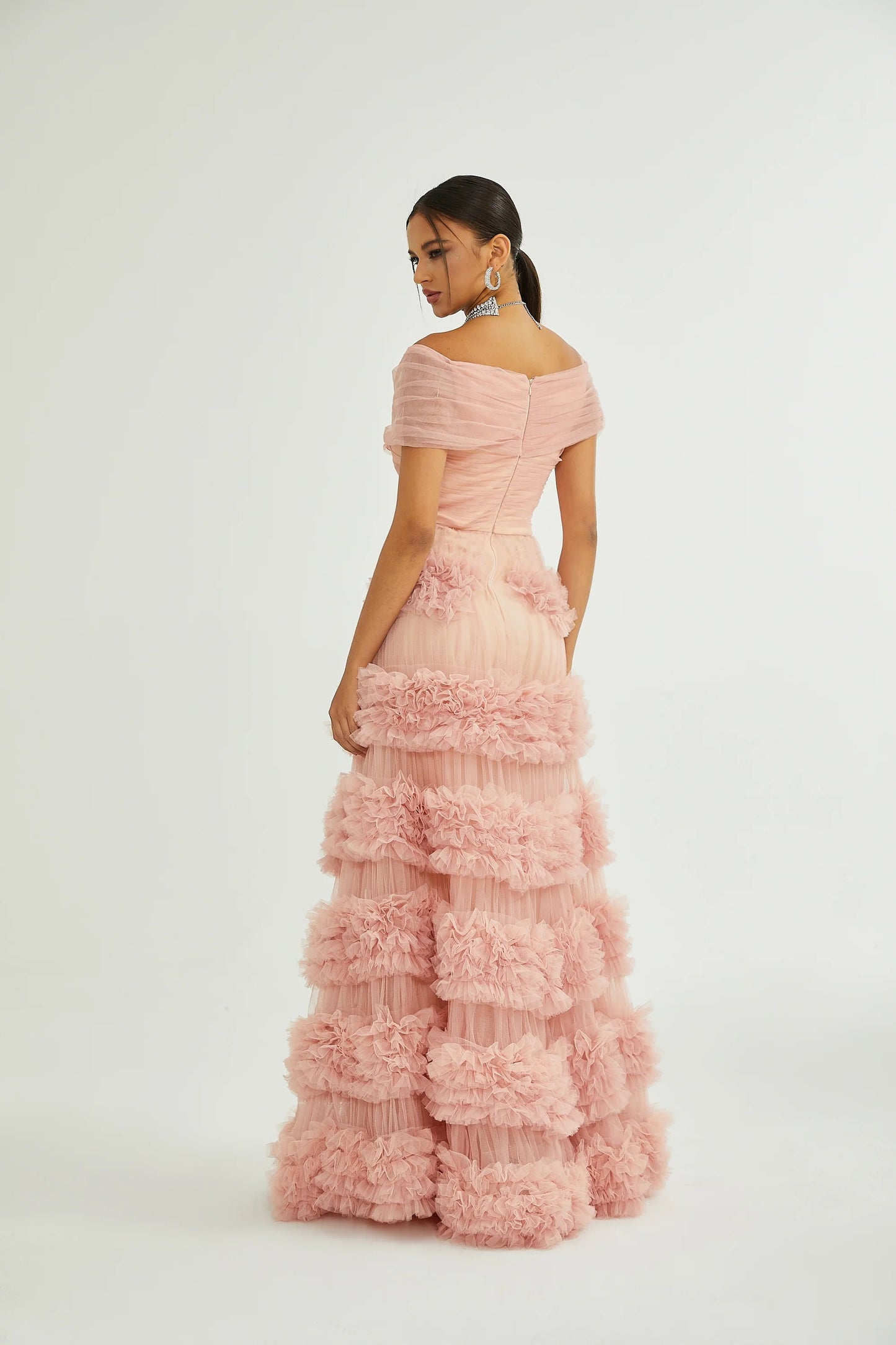 Solene Pink Tiered Maxi Dress
