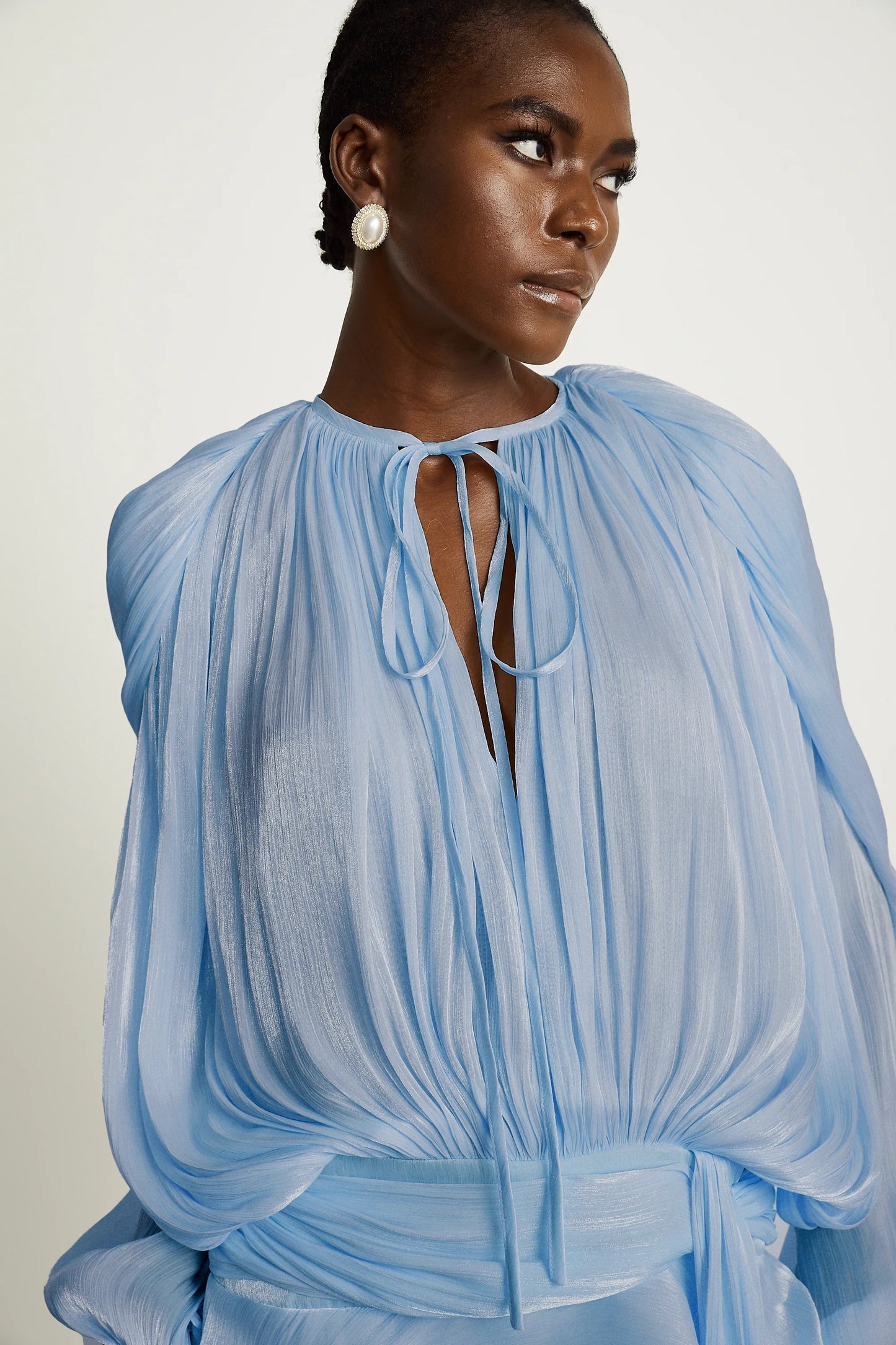 Eugenie Blue Fully Pleated Ruffled Mini Dress