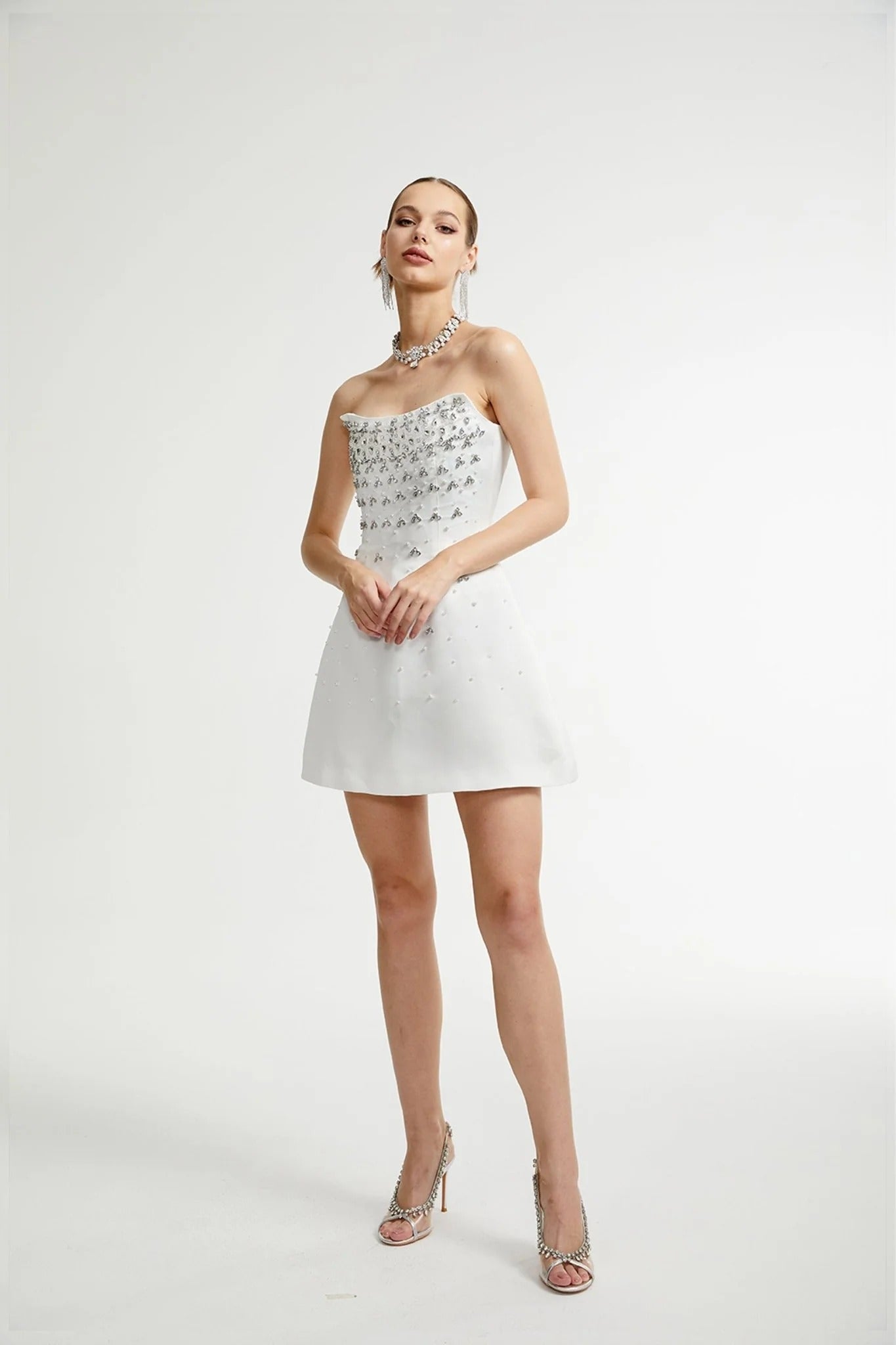 Melisande Black Embellished Mini Dress