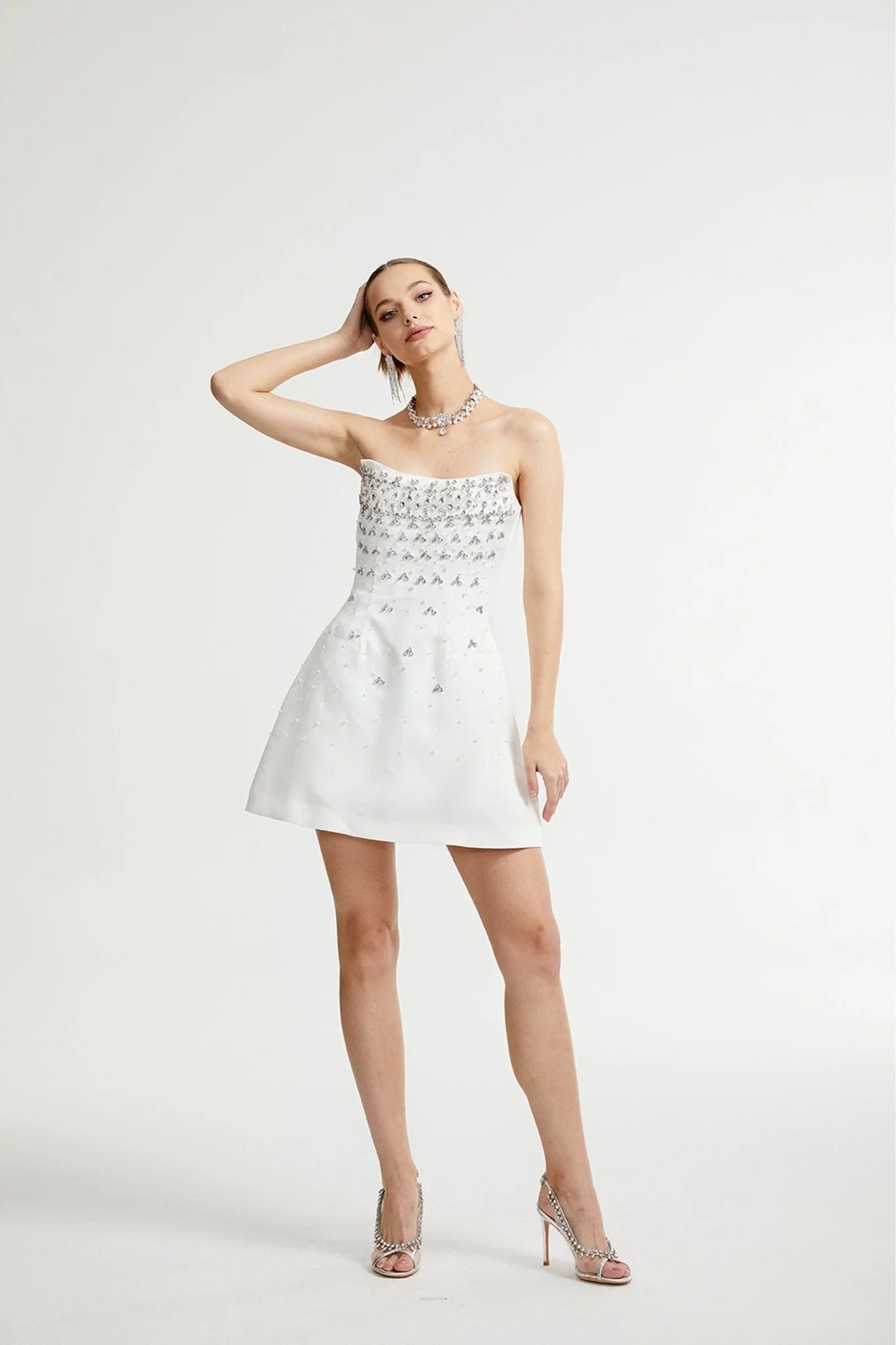 Melisande White Embellished Mini Dress