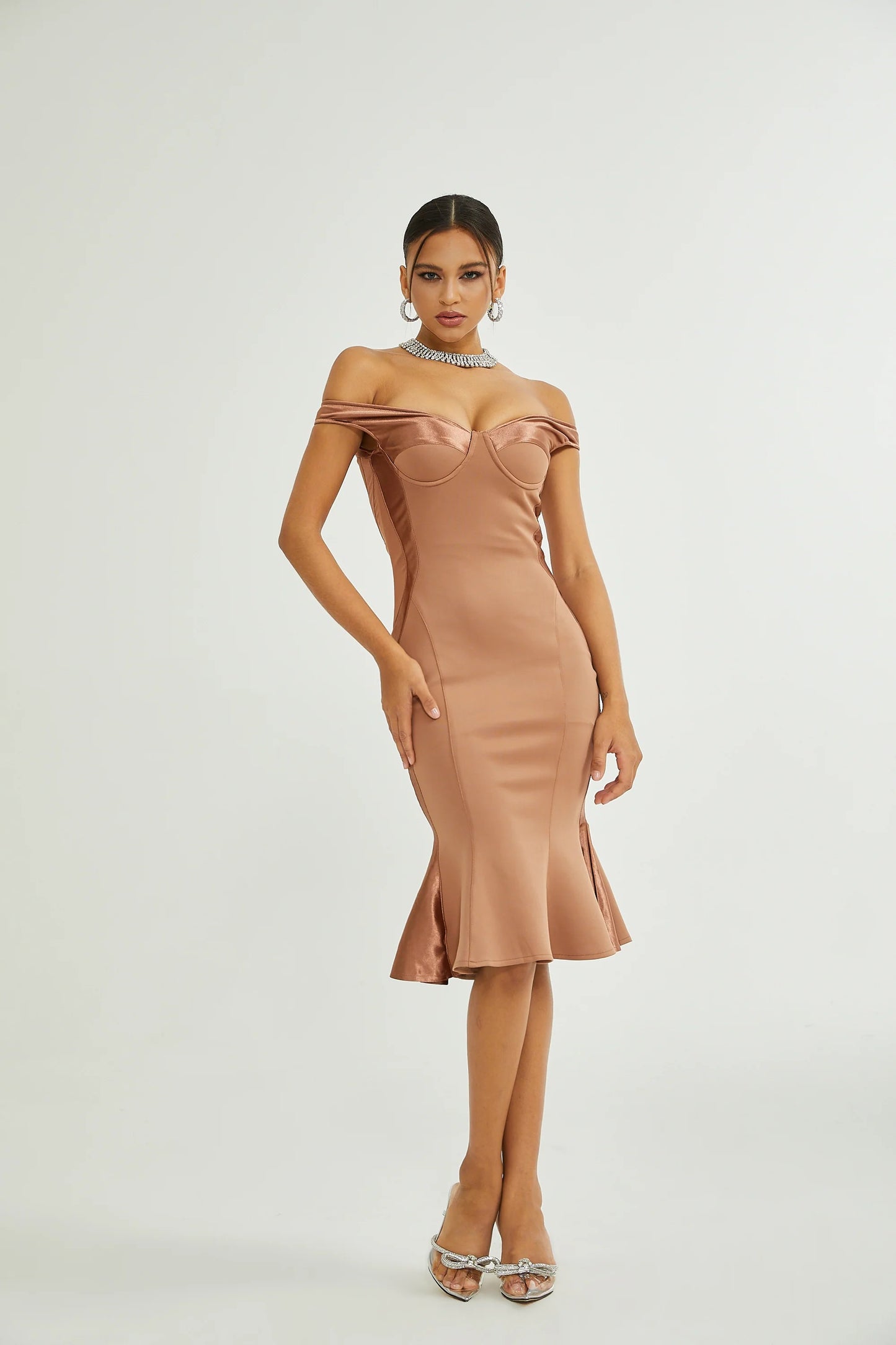 Clemence Bustier-Style Fitted Midi Dress