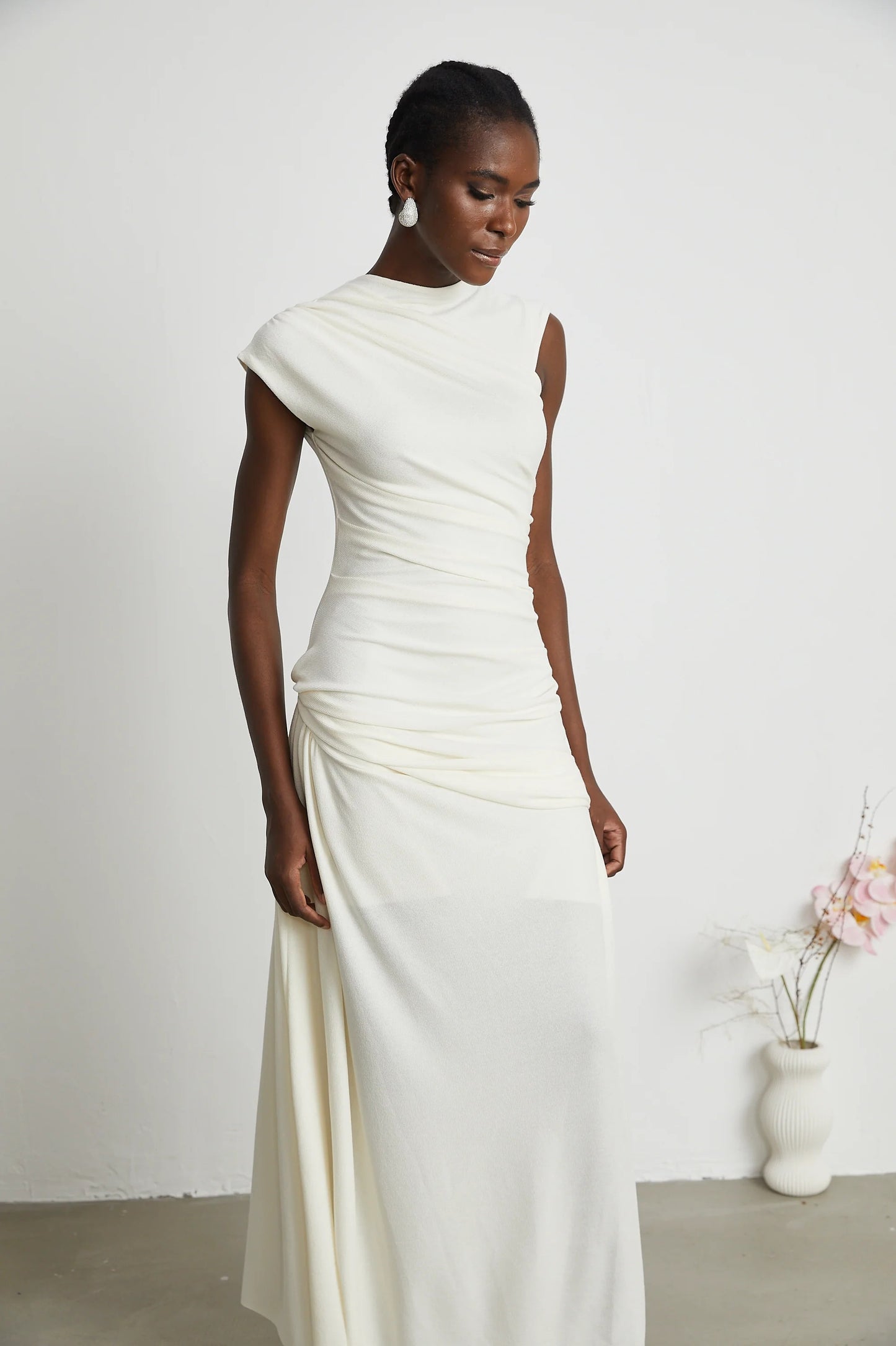 Lanetta jersey-knit draped maxi dress