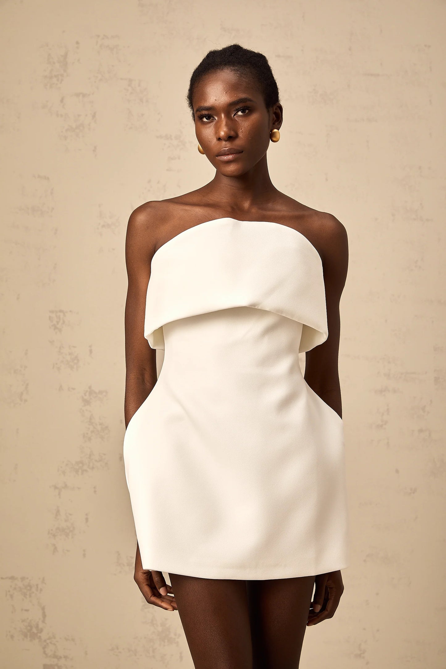 Énora white off-shoulder puff mini dress