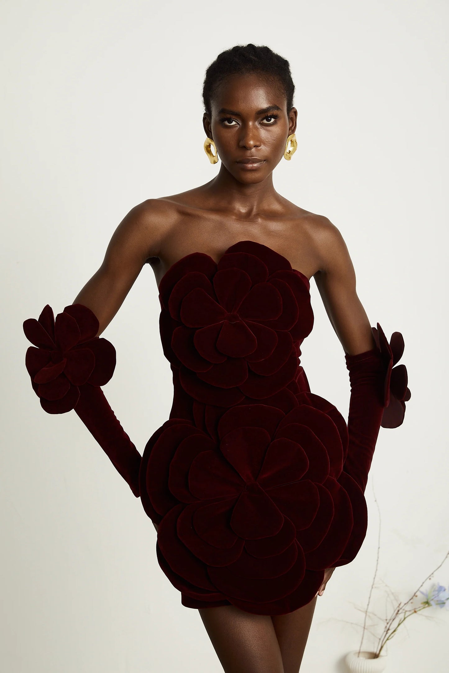 Azura Red Floral Appliqué Mini Dress