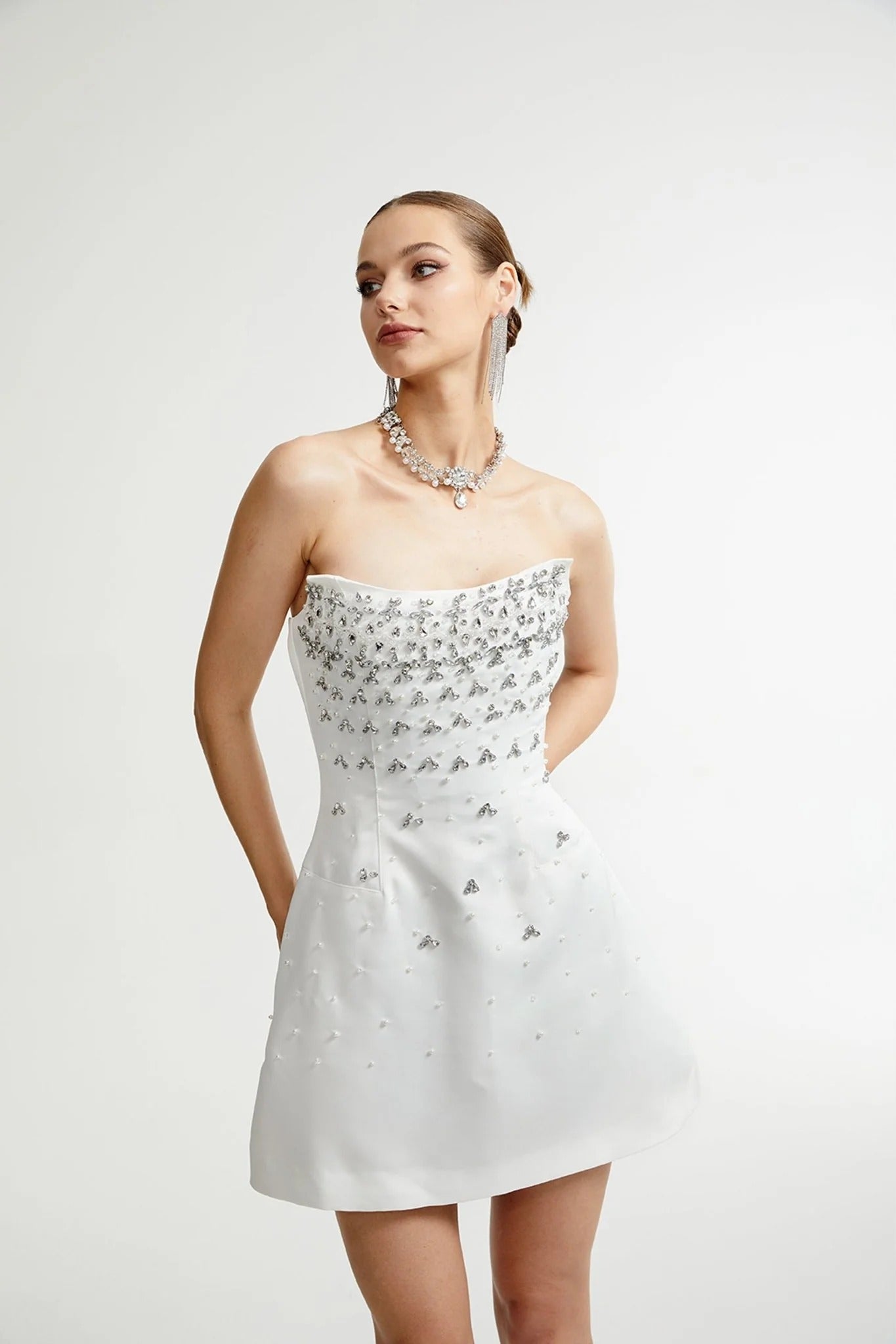 Melisande Black Embellished Mini Dress