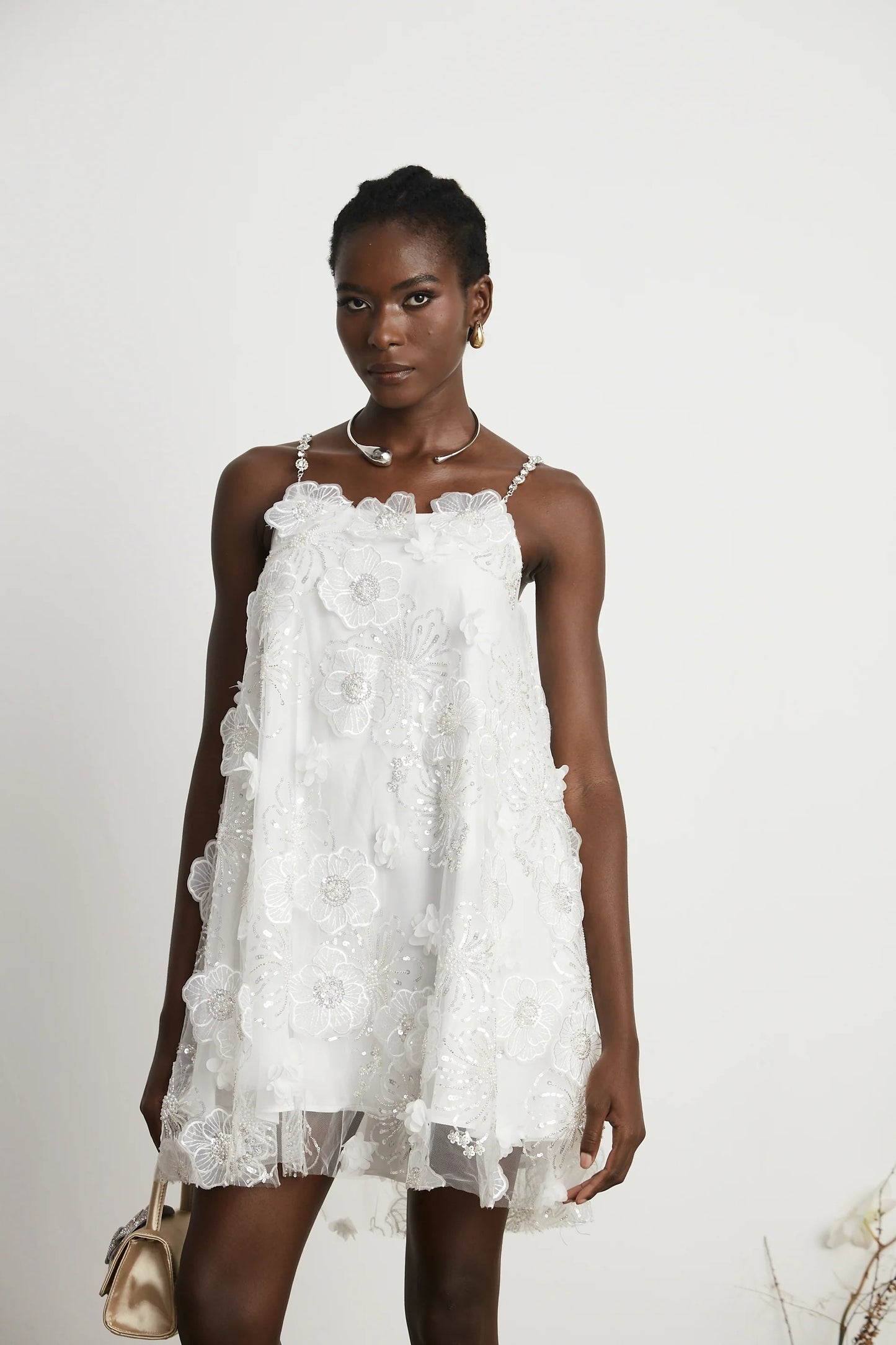 Suzette Crystal-Embellished Floral Mini Dress