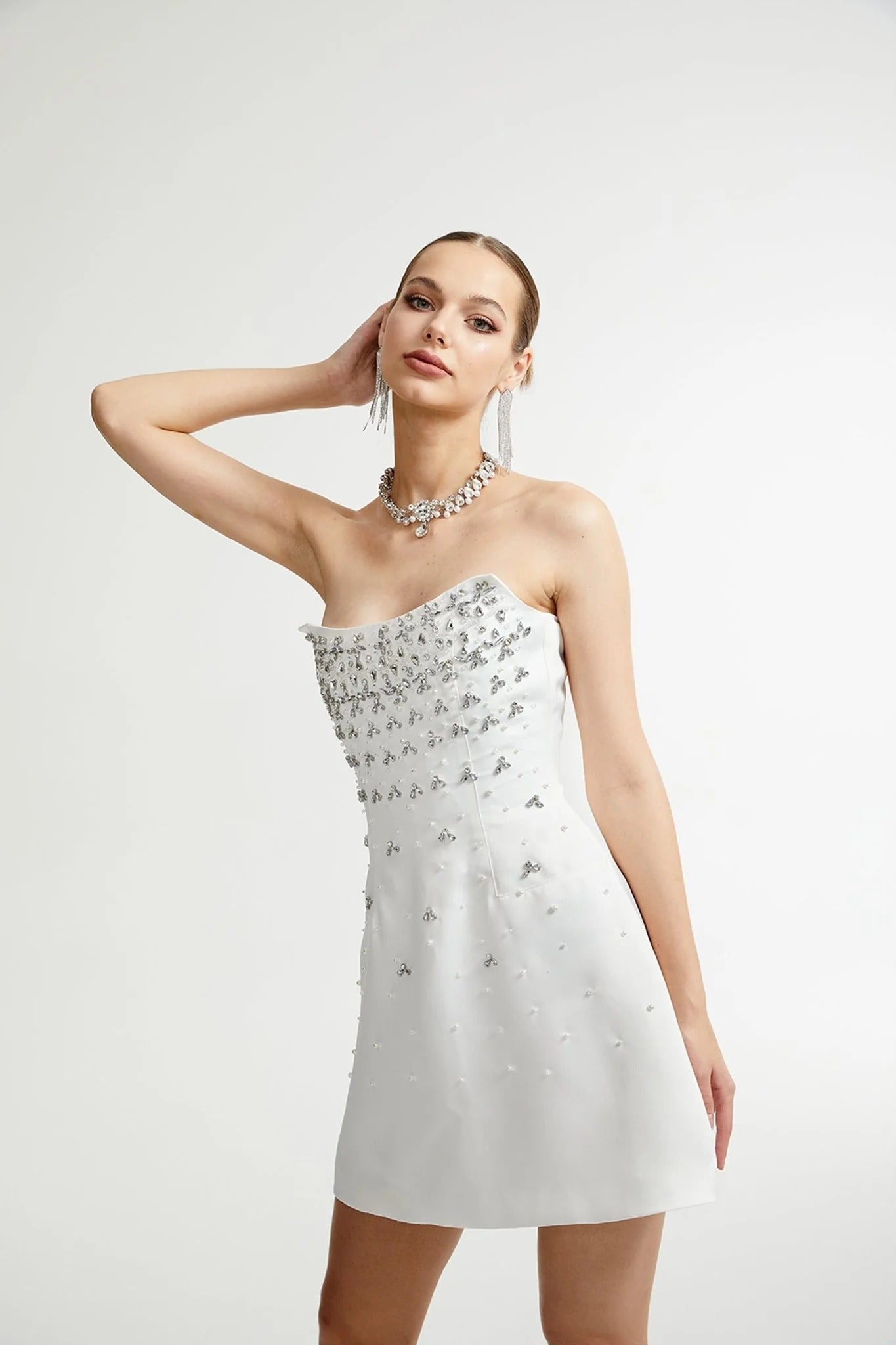 Melisande Black Embellished Mini Dress