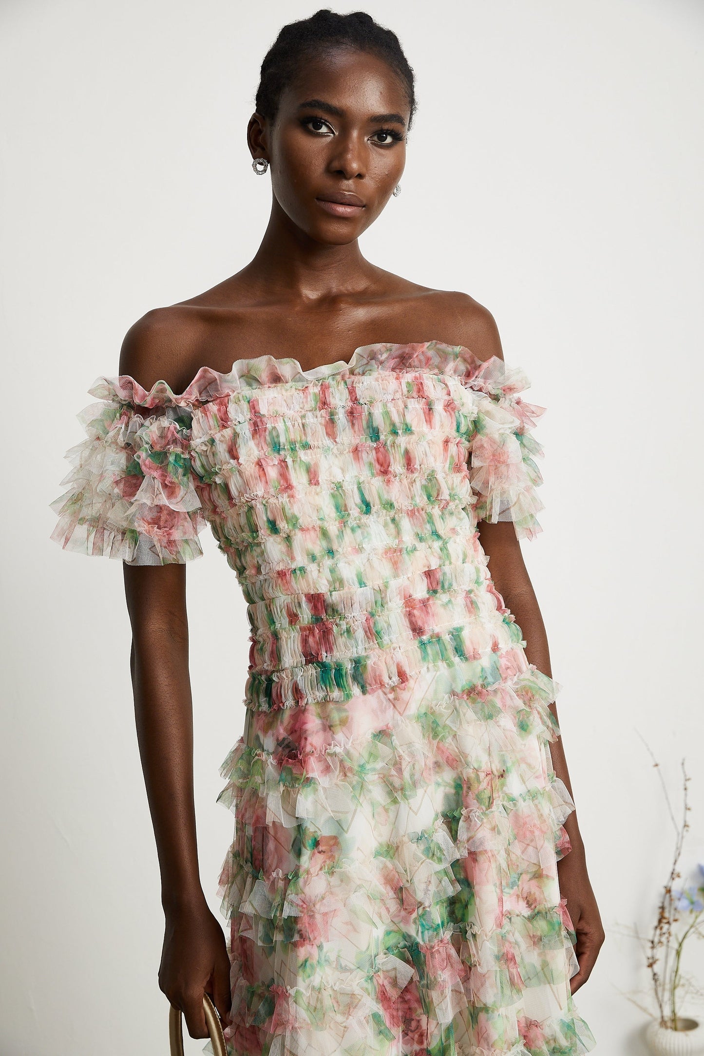 Suzette Floral-Print Tiered Midi Dress