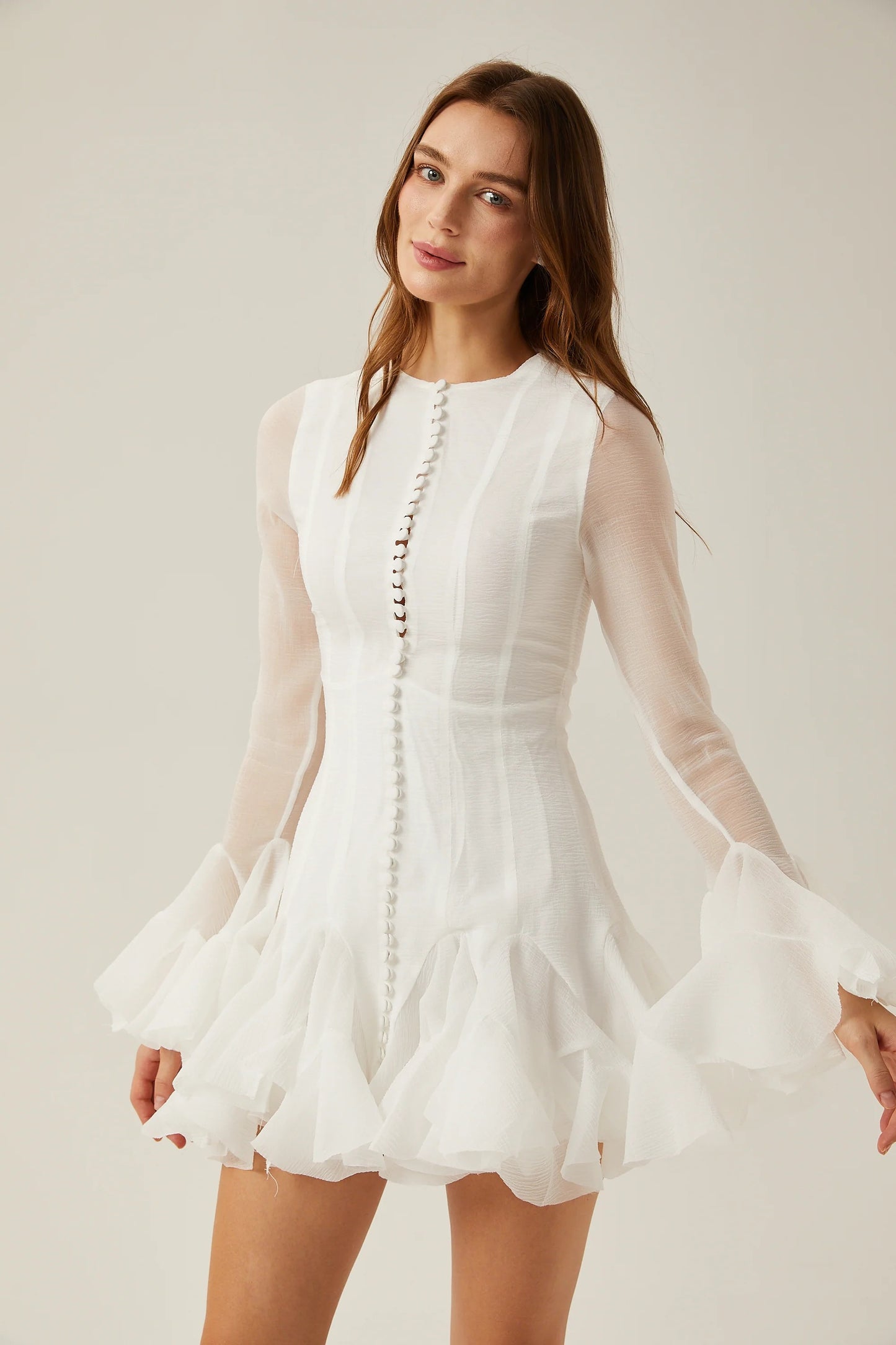 Anais Semi-Sheer Flared Mini Dress