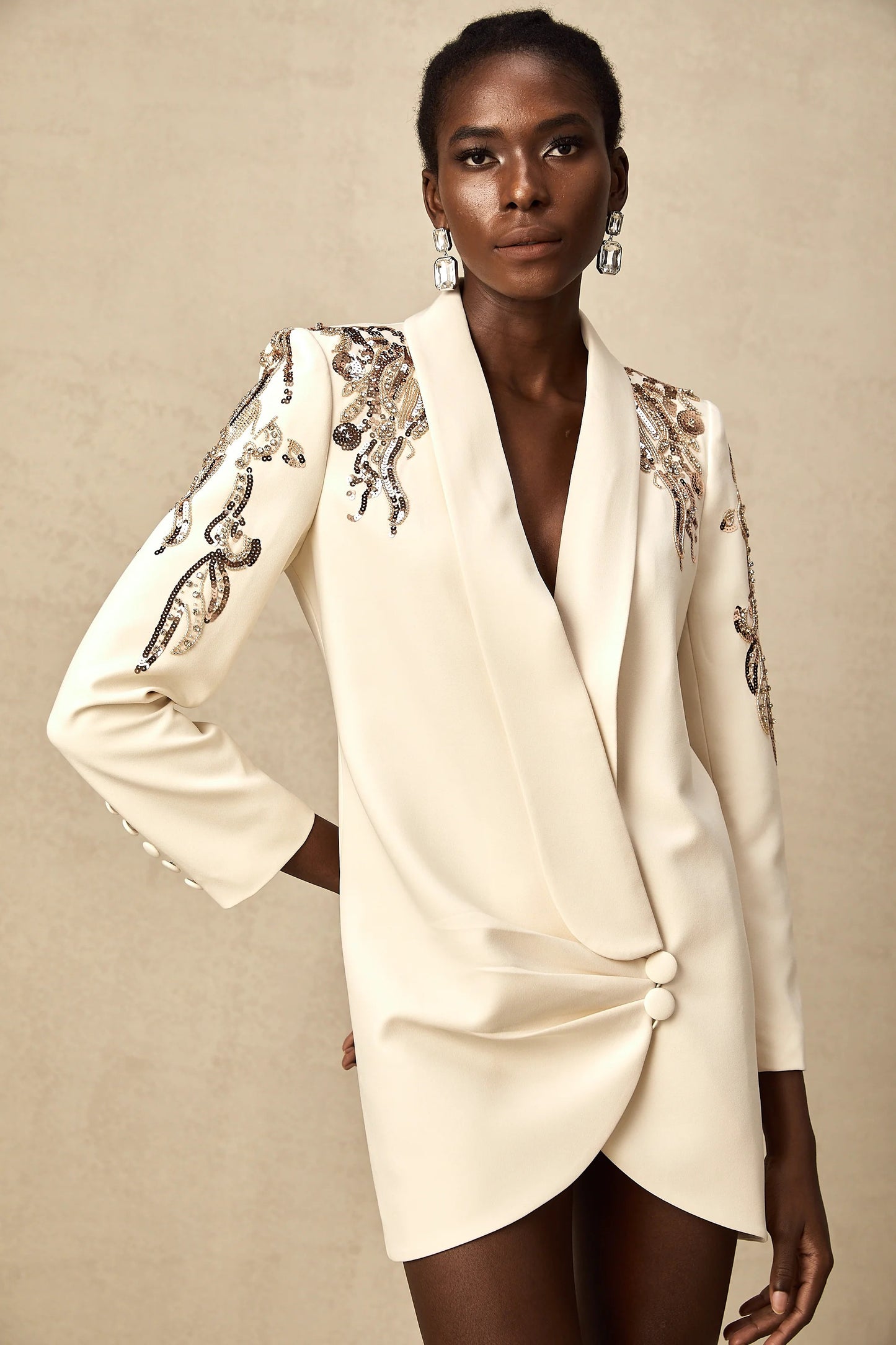 Elena Embellished Sequined Blazer Dress