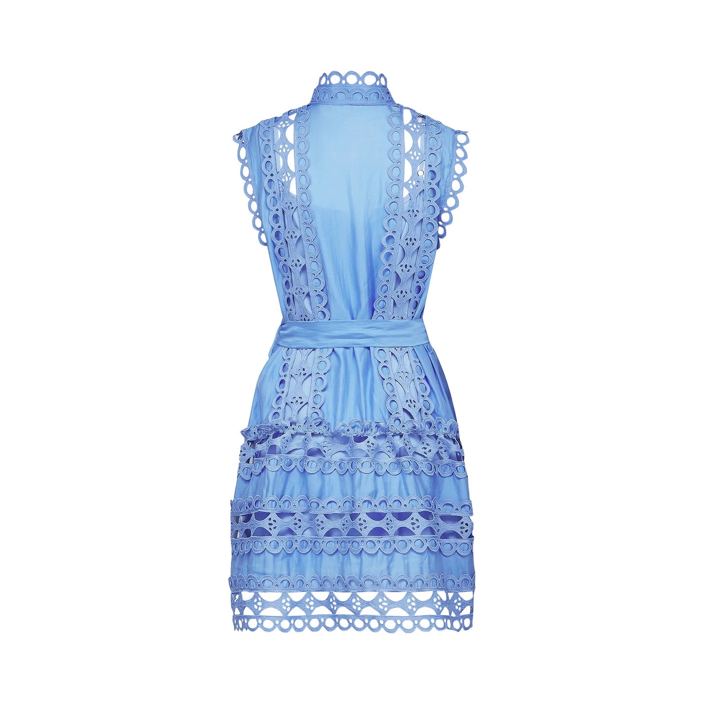 Mireille Blue Cut-Out Belted Mini Dress