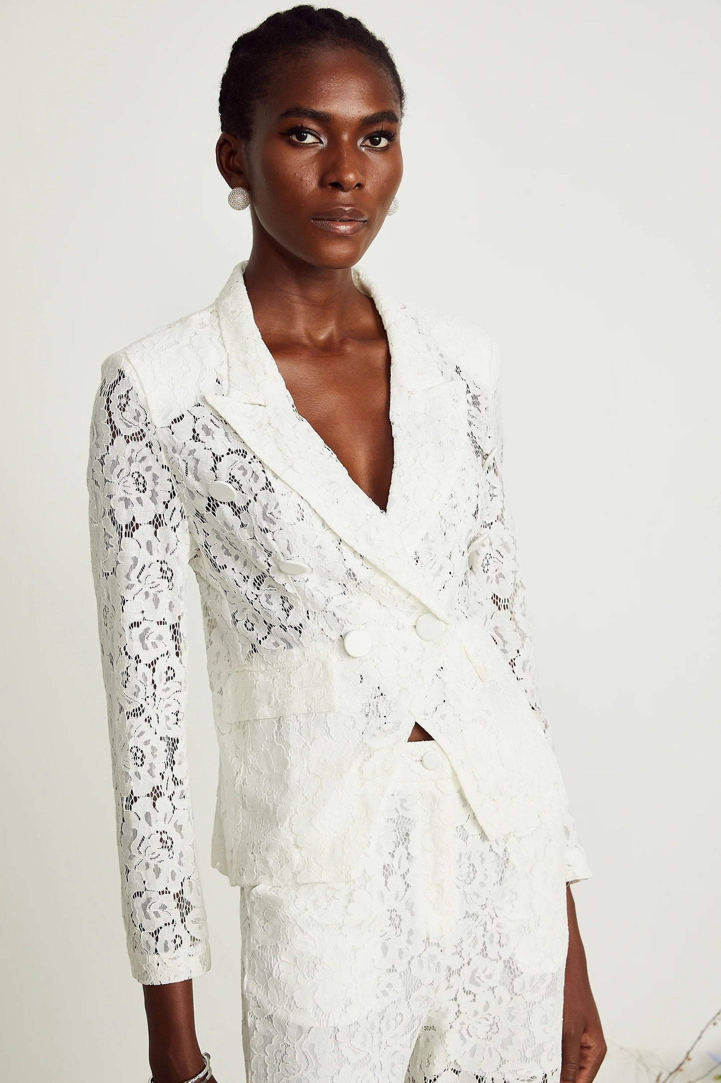 Zoe Sheer Lace Blazer & Trousers Matching Set