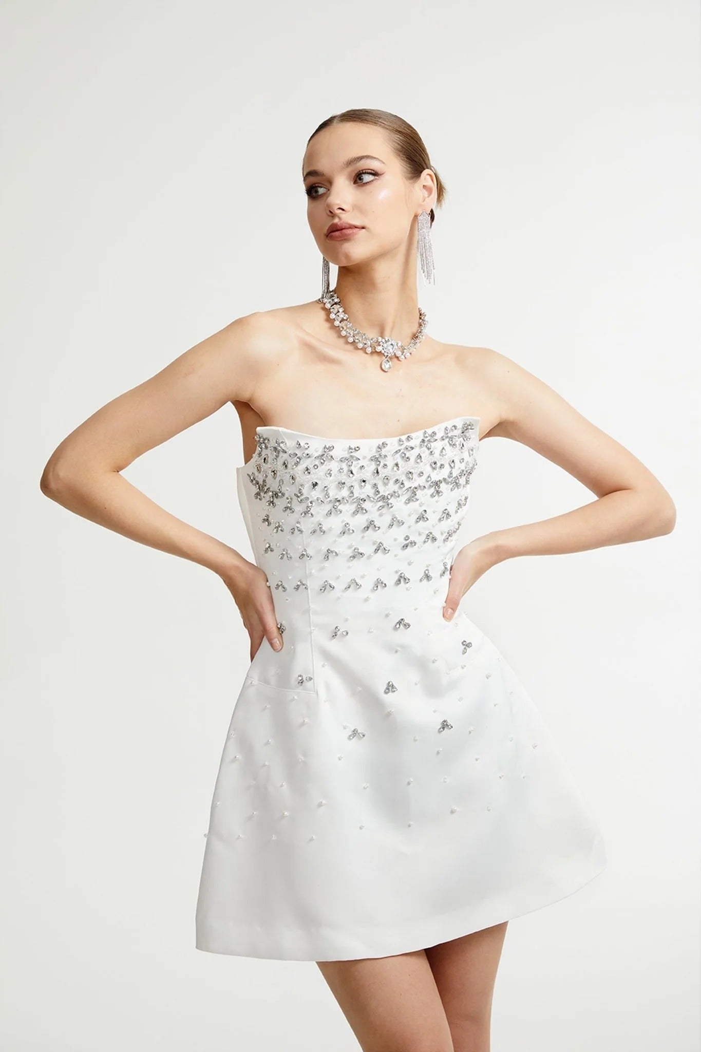 Melisande Black Embellished Mini Dress