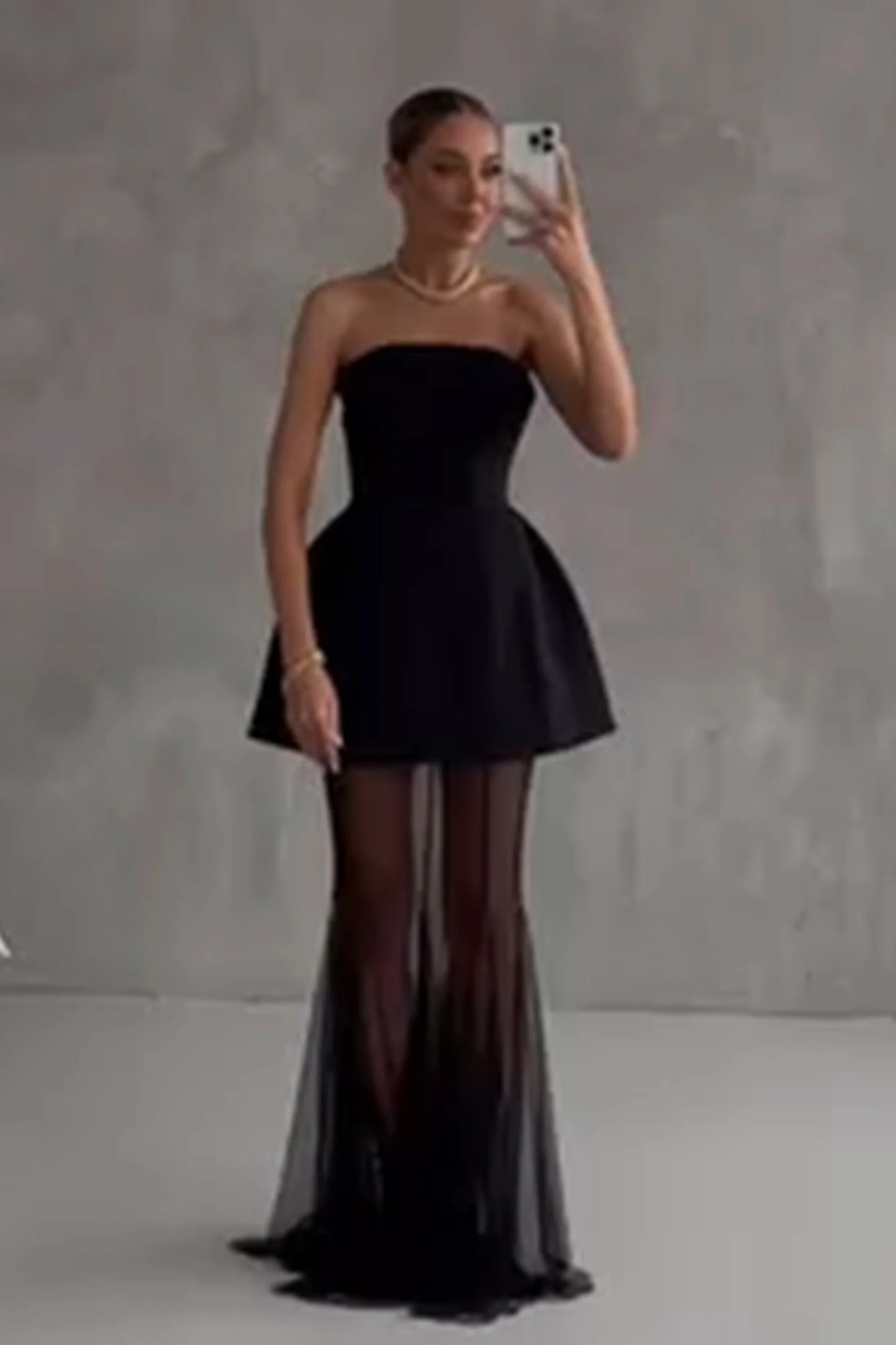 Melanie Black Corset Dress & Mesh Skirt Set