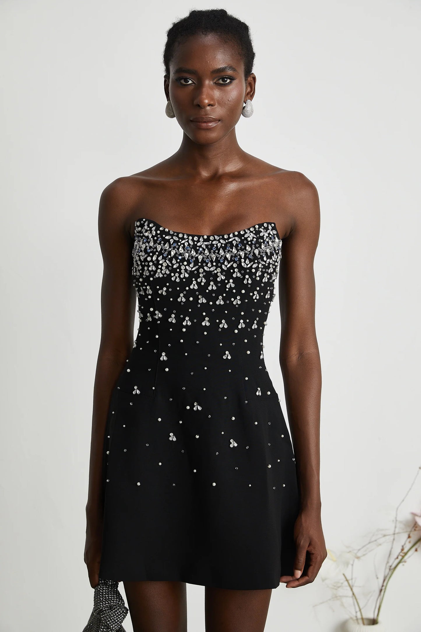 Melisande Black Embellished Mini Dress